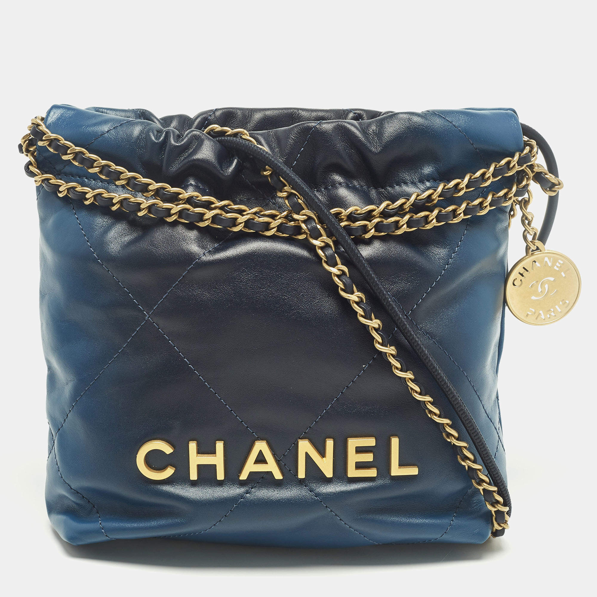 مملوكة مسبقًا Chanel 22 Mini Ombre Blue Quilted Leather Chain Bag