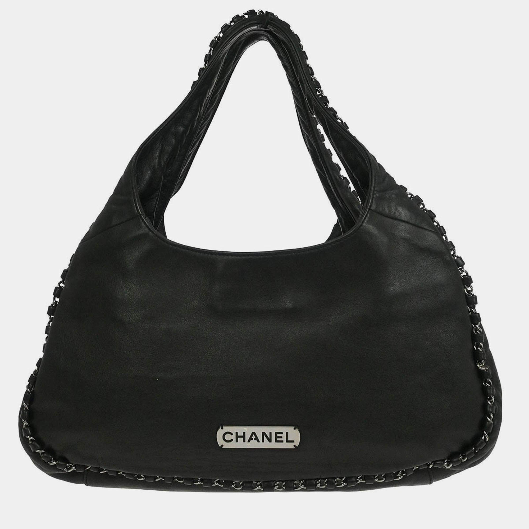 مملوكة مسبقًا Chanel Black Calfskin Around Chain Hobo Handbag