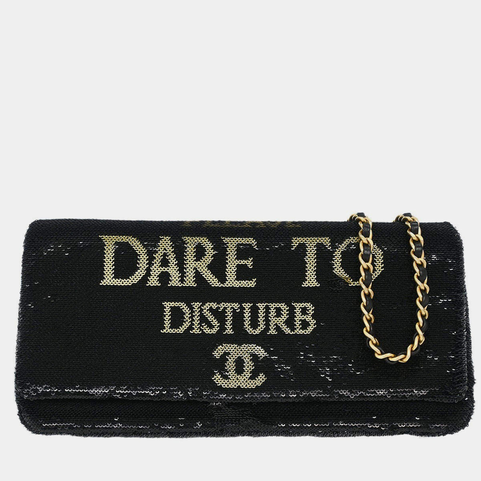 Pre Owned حقيبة شانيل سوداء بترتر تجرؤ على الاضطراب للكتف