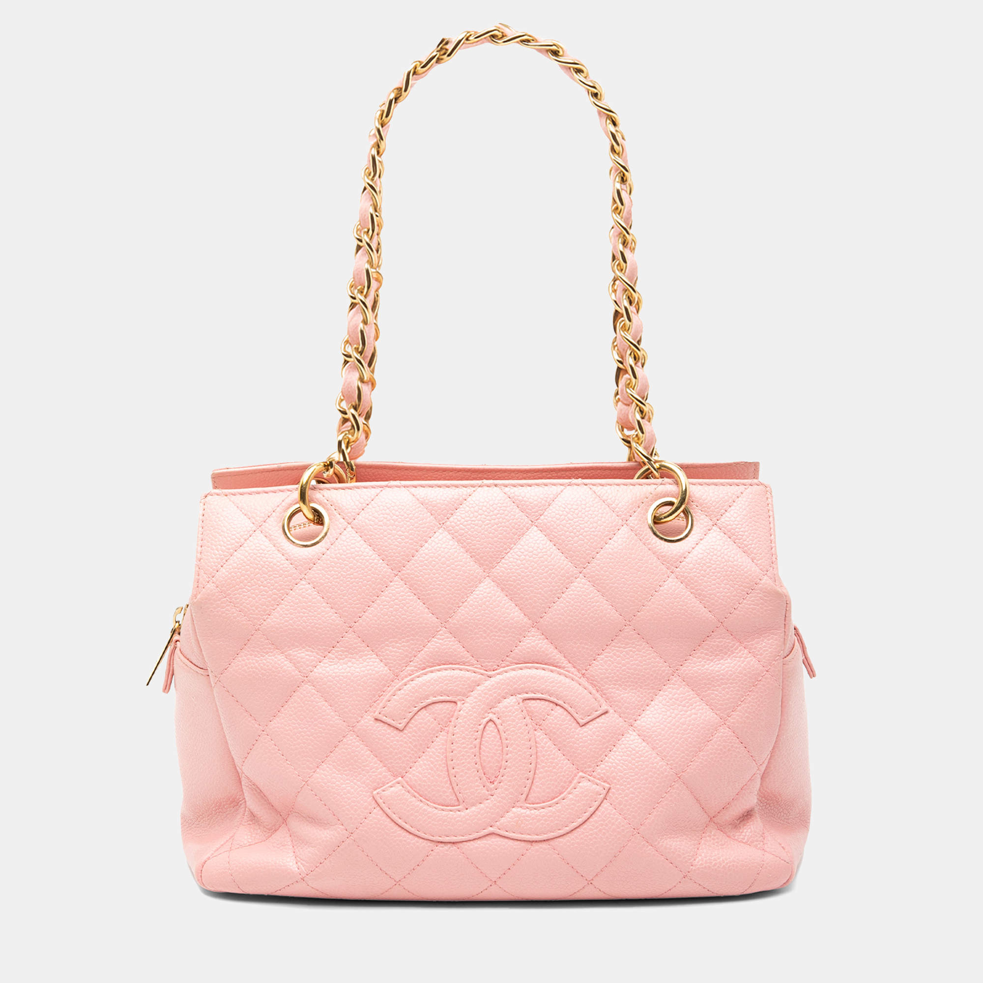 Pre Owned Chanel Pink Petite Caviar Timeless Tote