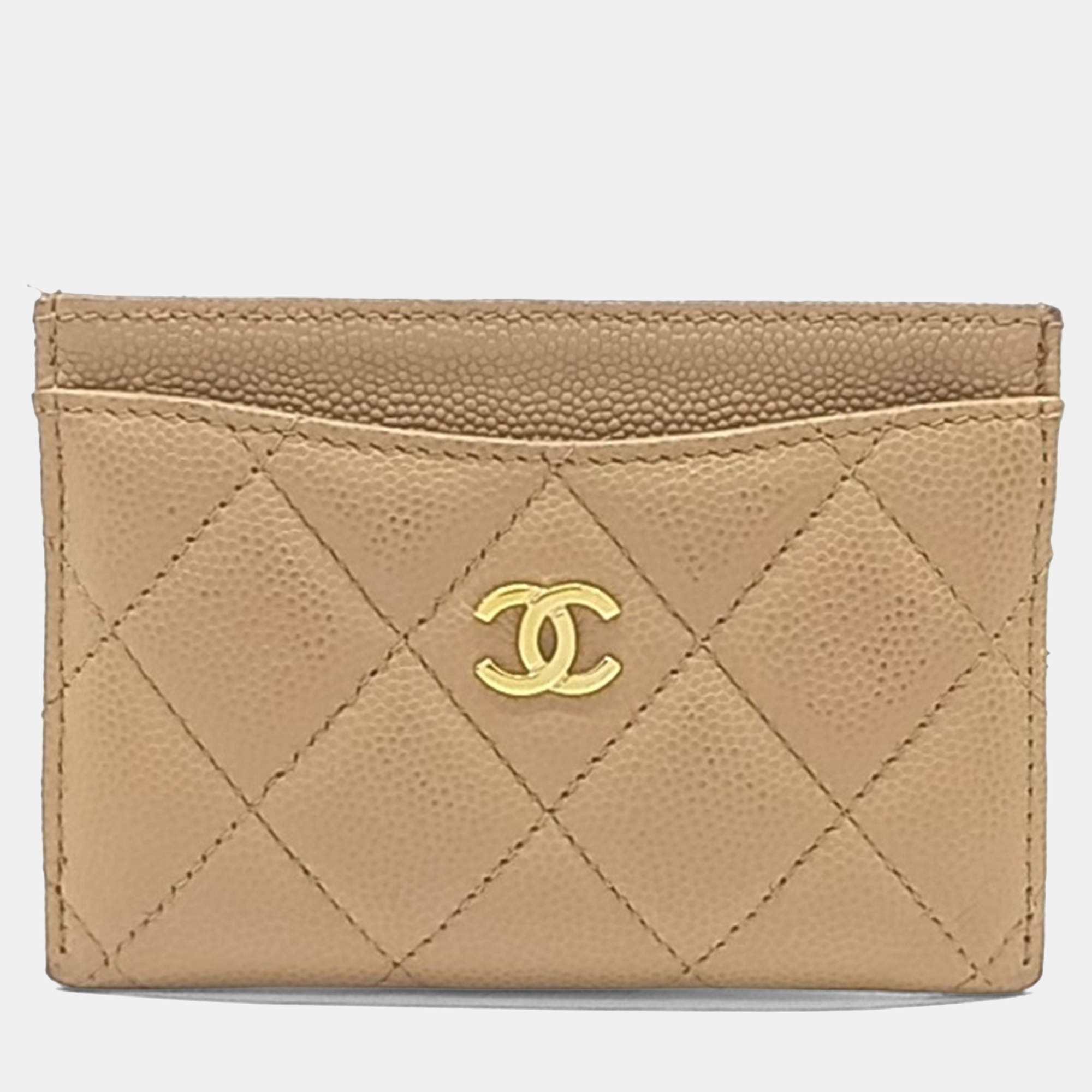 مملوكة مسبقًا حامل بطاقات شانيل جلد كافيار بيج