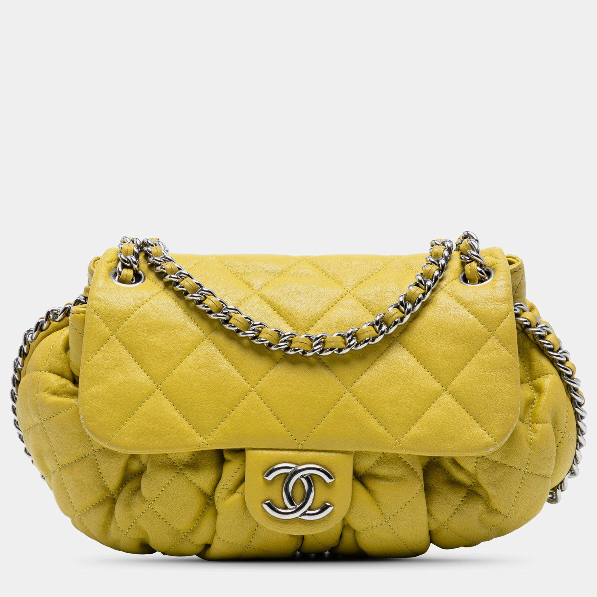 مملوكة مسبقًا Chanel Yellow CC Quilted Lambskin Chain Around Flap