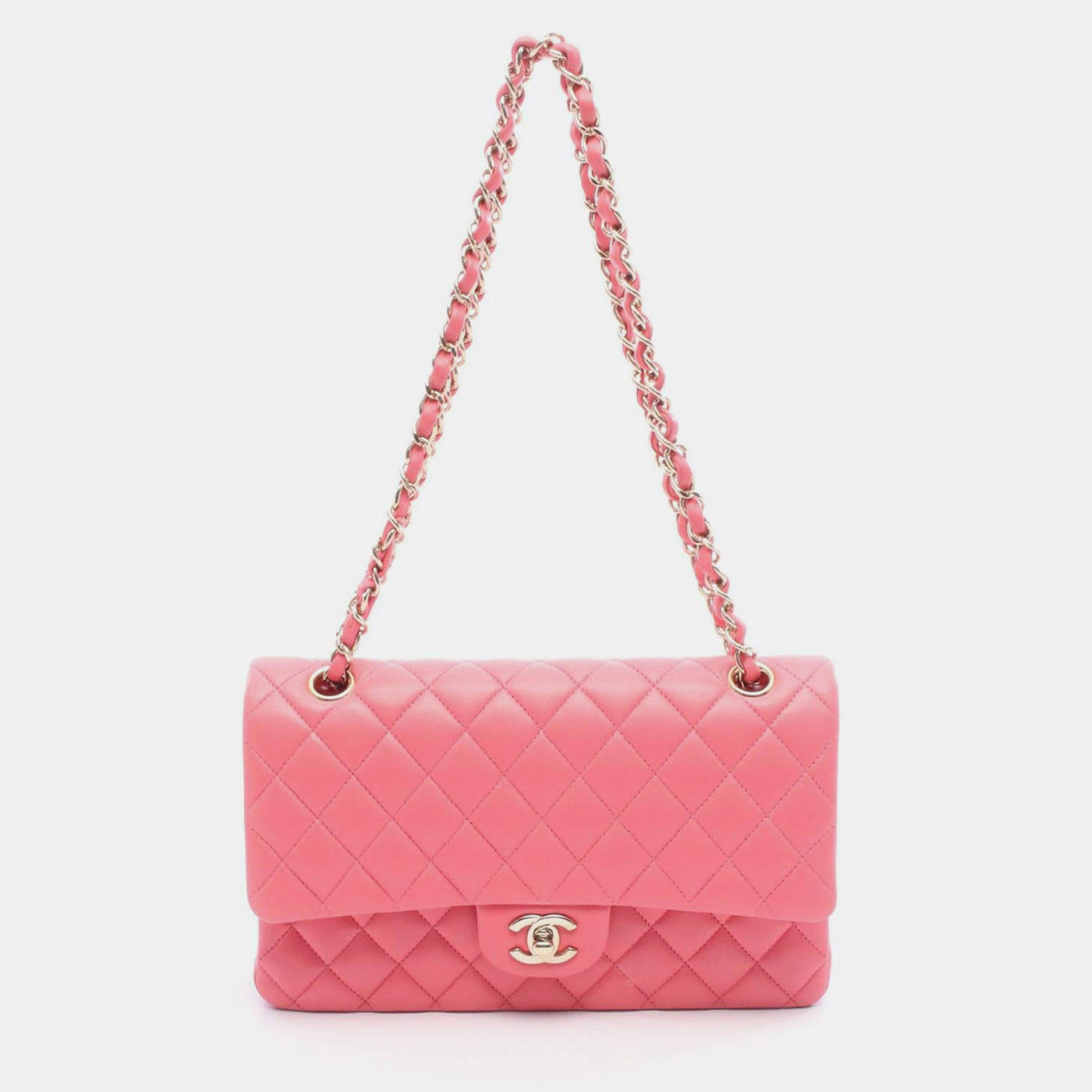 مملوكة مسبقًا Chanel Classic Double Flap Pink Leather Shoulder Bag