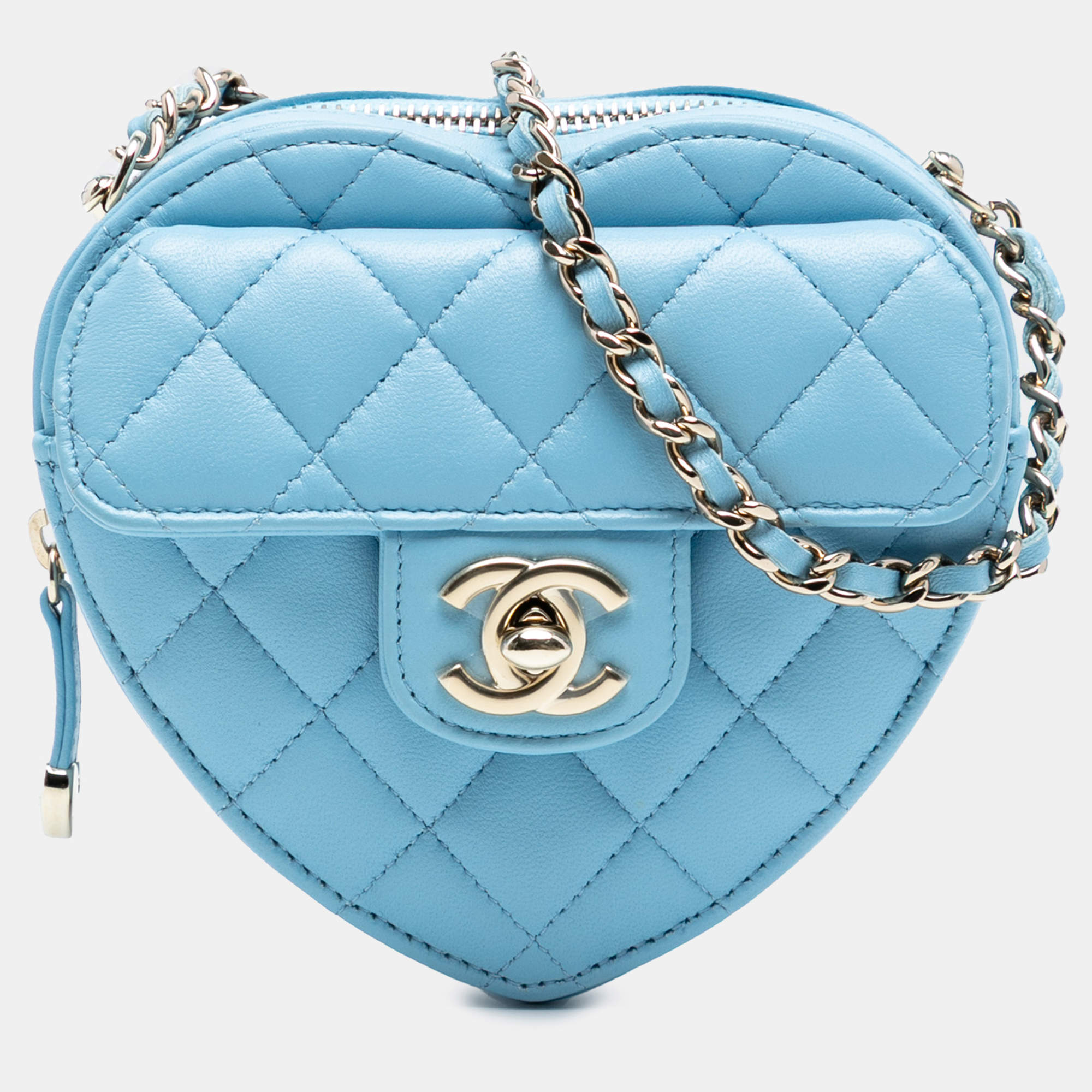 Pre Owned Chanel Blue Mini Lambskin CC in Love Heart Crossbody