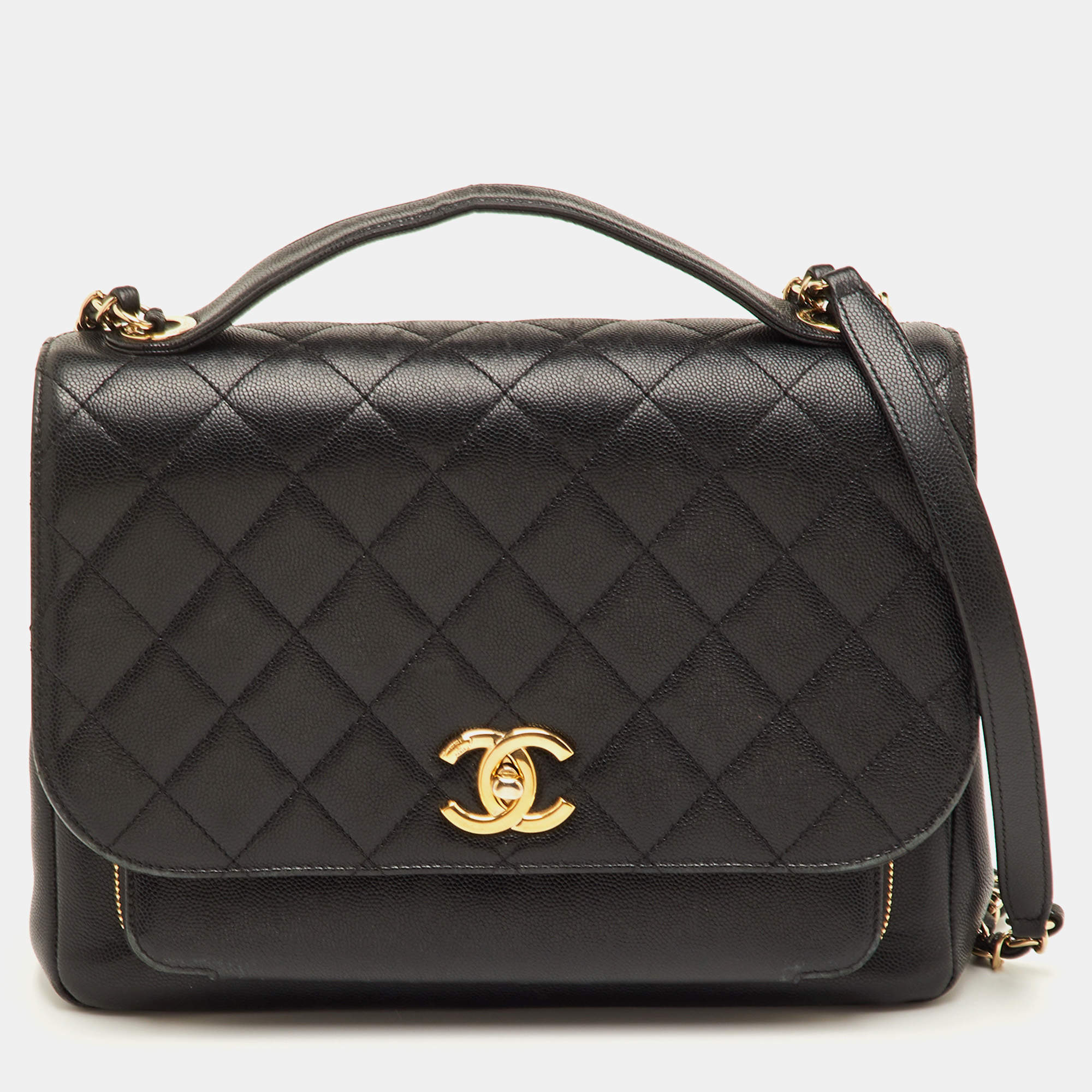 مملوكة مسبقًا Chanel Business Affinity Large Black Quilted Caviar Leather Flap Bag