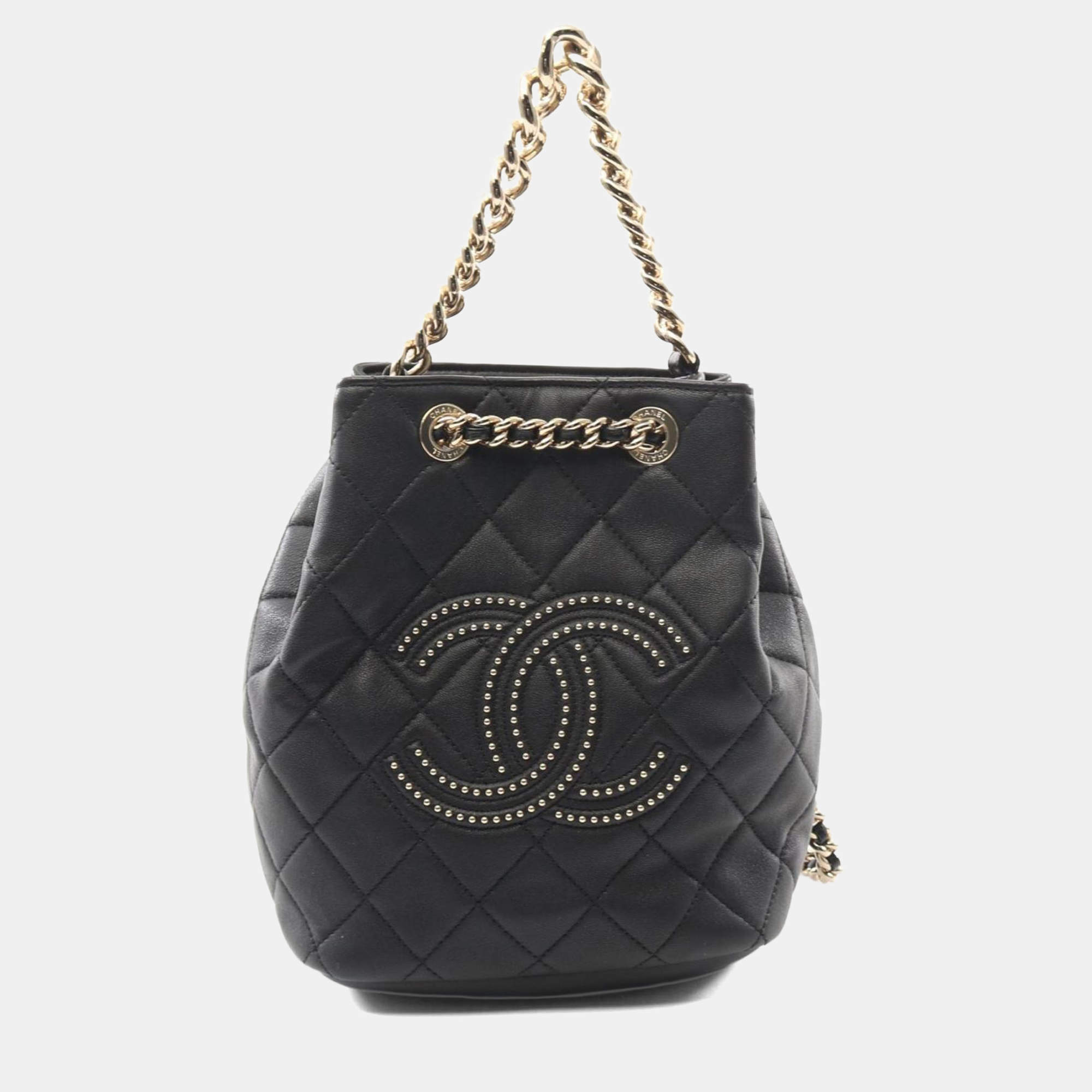 مملوكة مسبقًا Chanel Matelasse Studded Coco Mark Backpack Leather Black