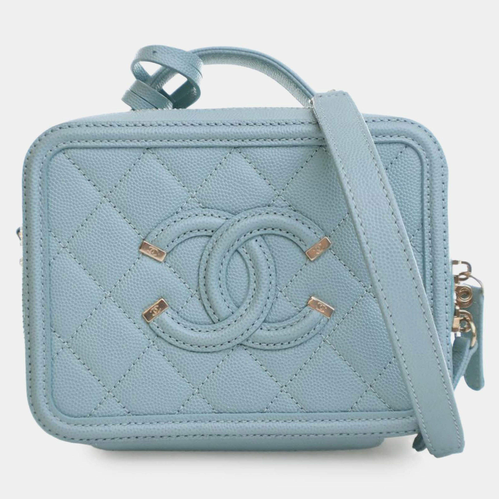 مملوكة مسبقًا Chanel Blue Small Caviar CC Filigree Vanity Case