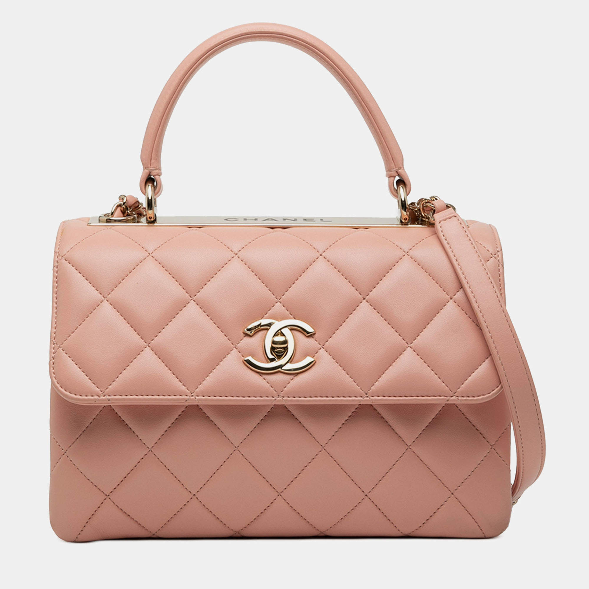 Pre Owned Chanel Pink Small Quilted Lambskin Trendy CC Flap