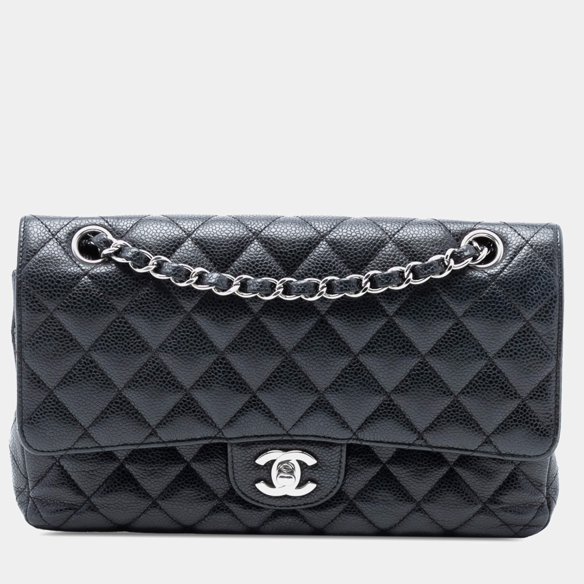مملوكة مسبقًا Chanel Black Medium Classic Caviar Double Flap