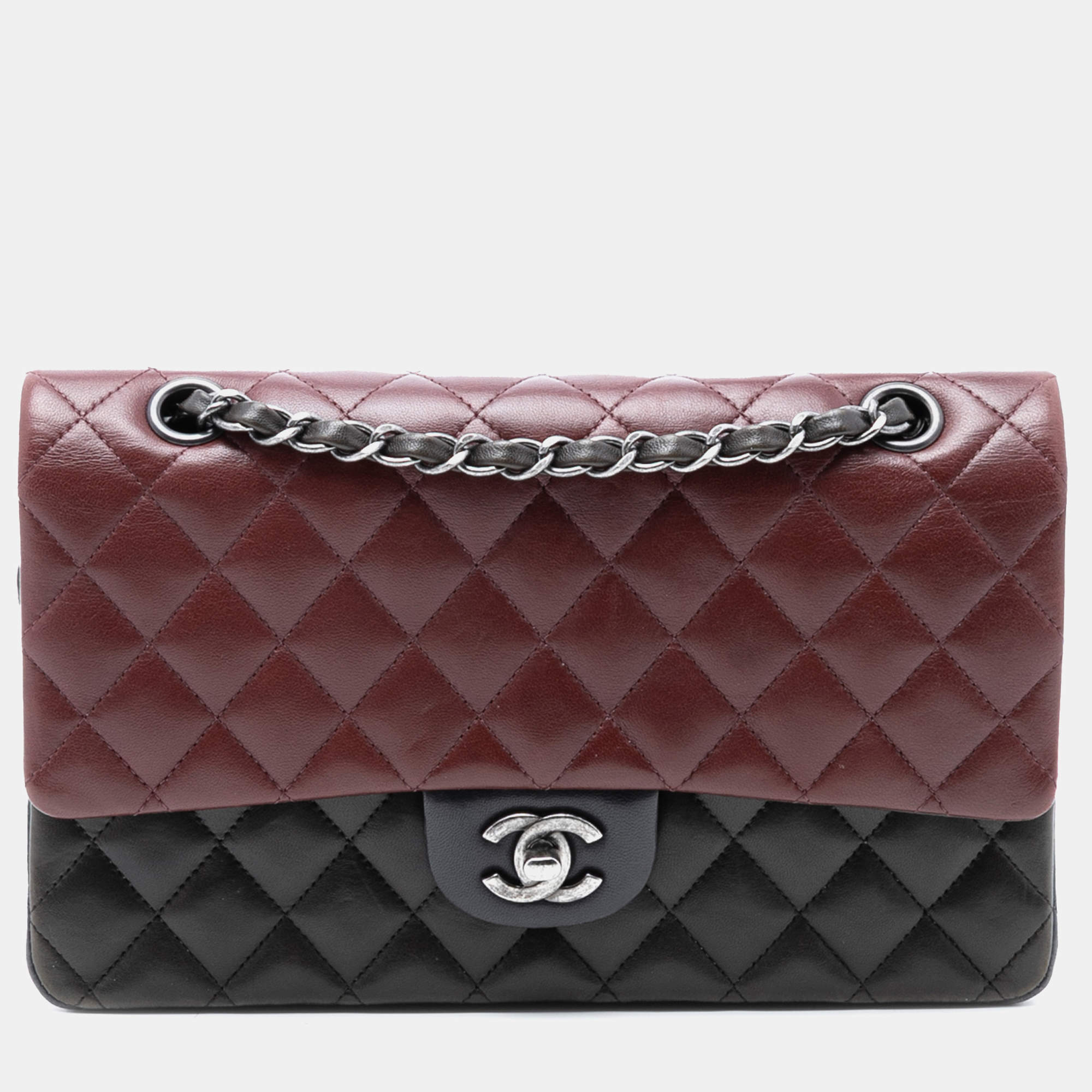 مملوكة مسبقًا Chanel Black Medium Classic Tricolor Lambskin Double Flap