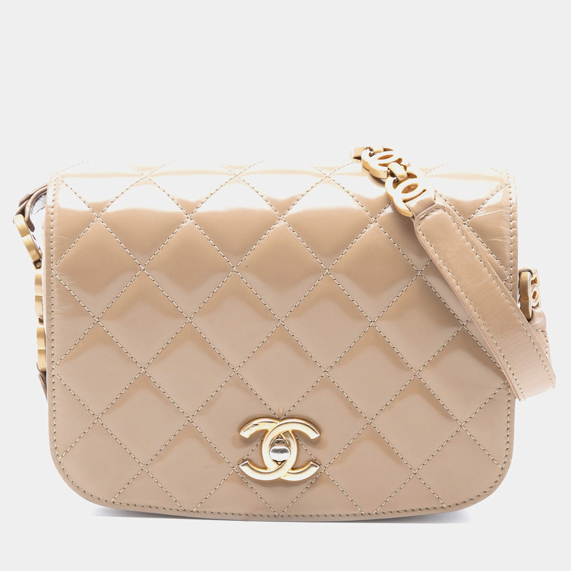 Pre Owned Chanel Brown Mini Shiny Calfskin My Sweet CC Flap