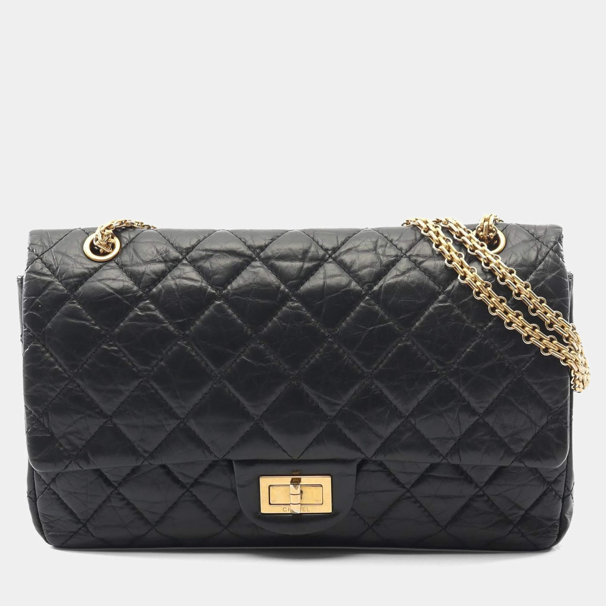 مملوكة مسبقًا Chanel Reissue 2.55 Black Calf Leather Shoulder Bag
