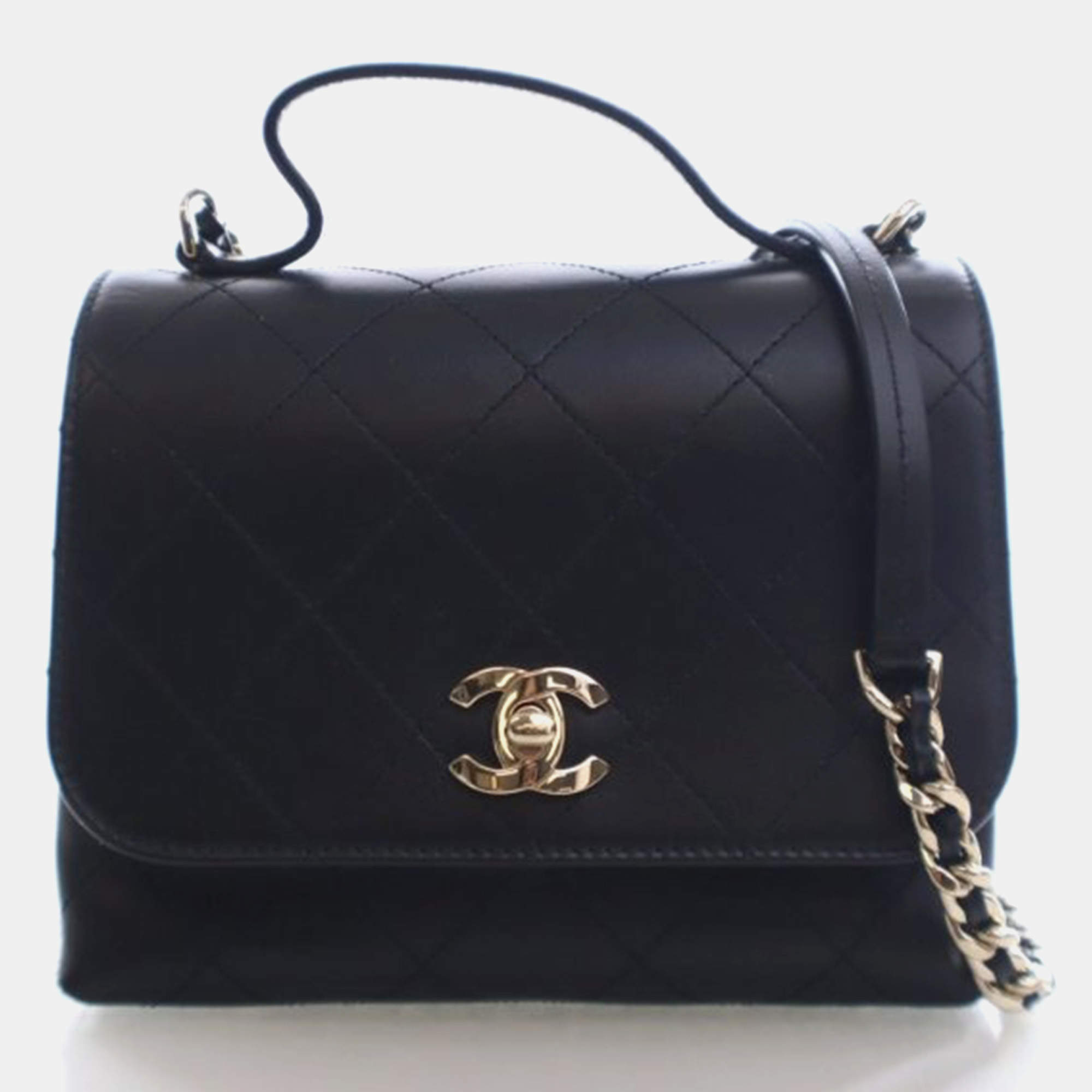 مملوكة مسبقًا Chanel Small Calfskin Double Pocket Top Handle
