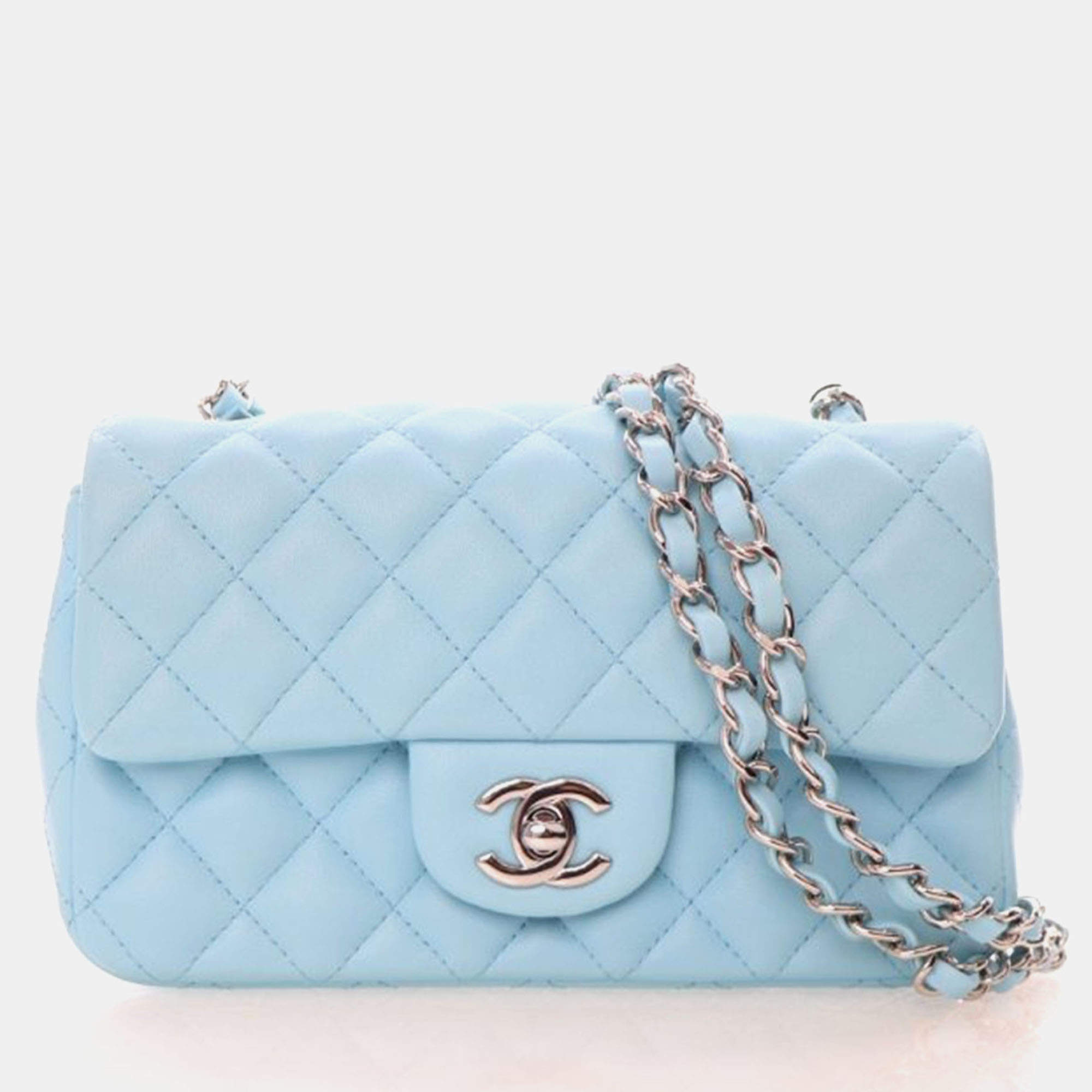 Pre Owned Chanel Mini Lambskin Rectangular Classic Flap Bag
