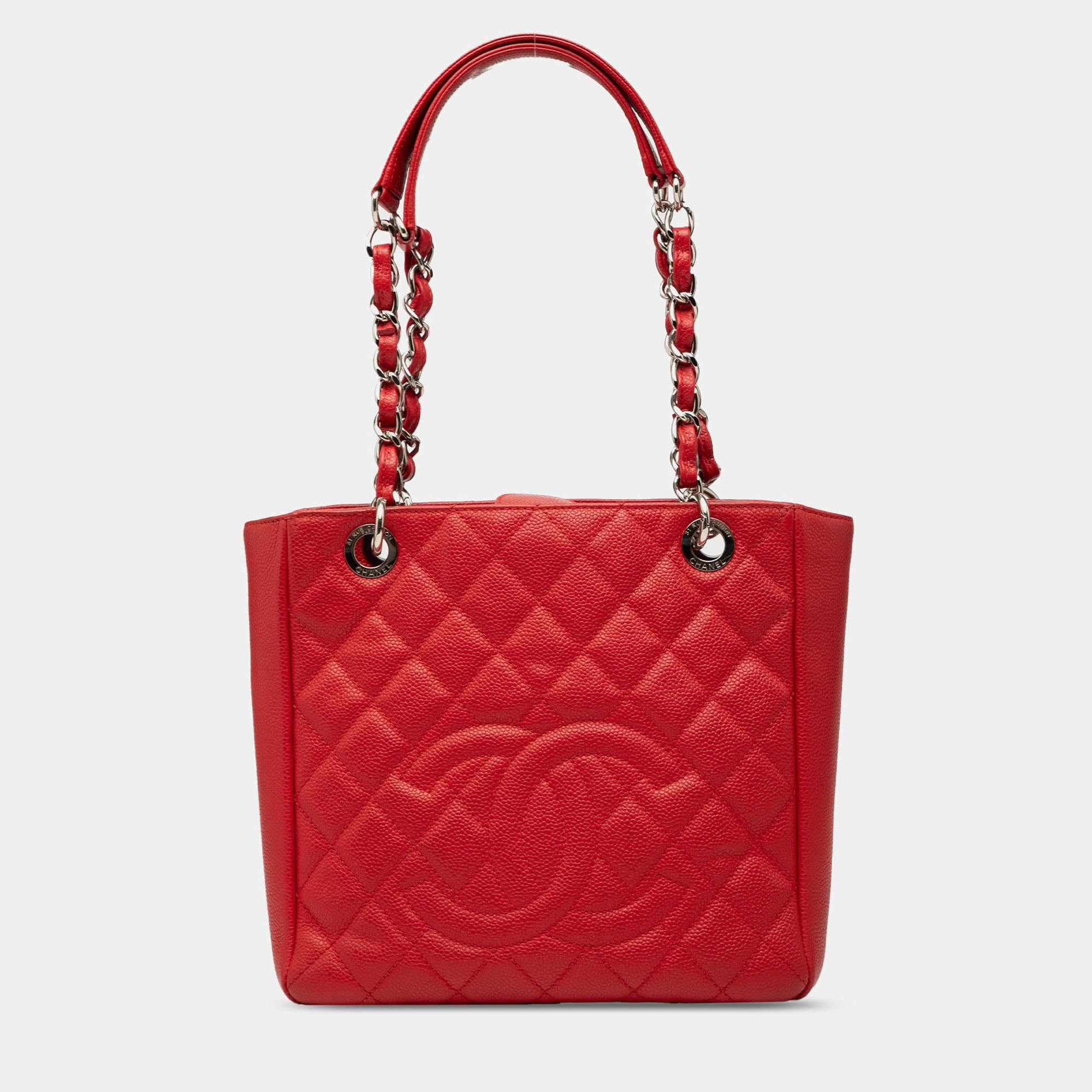 مملوكة مسبقًا Chanel Red Caviar Petite Shopping Tote