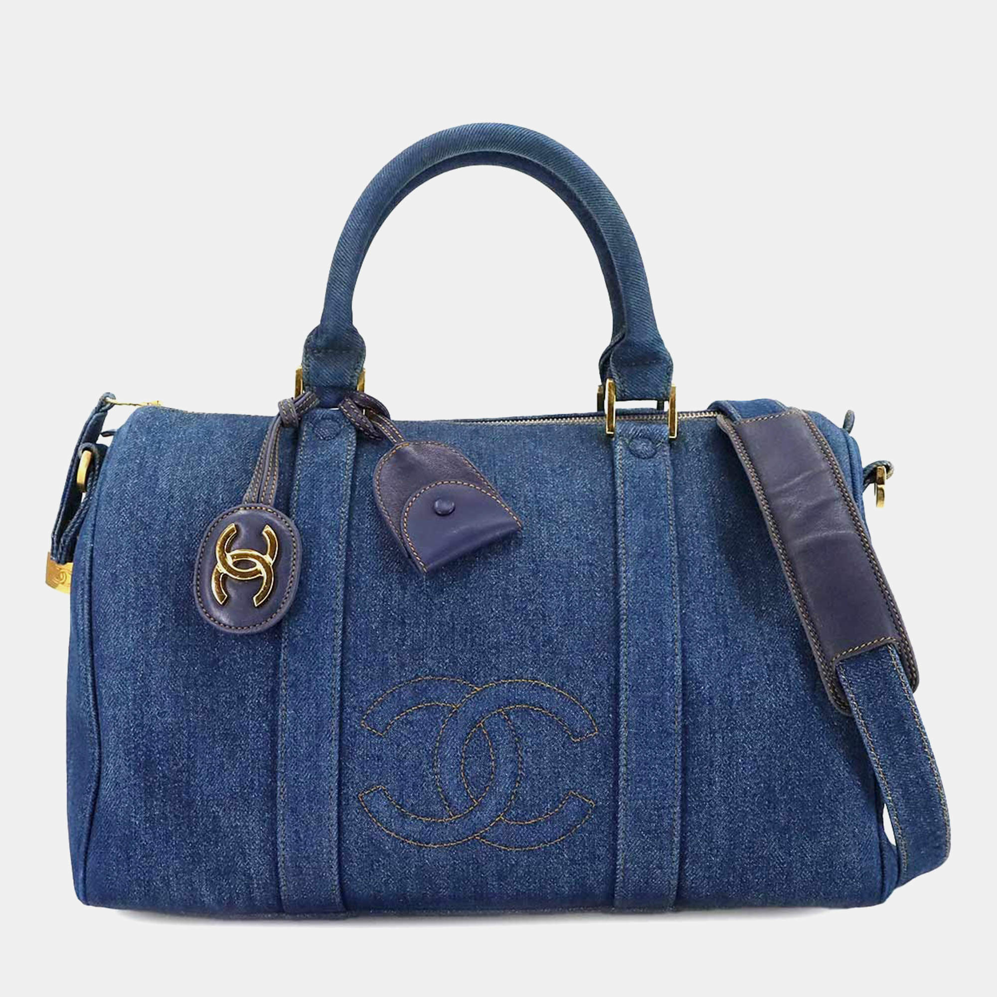 مملوكة مسبقًا Chanel CC Vintage Blue Denim Boston Bag