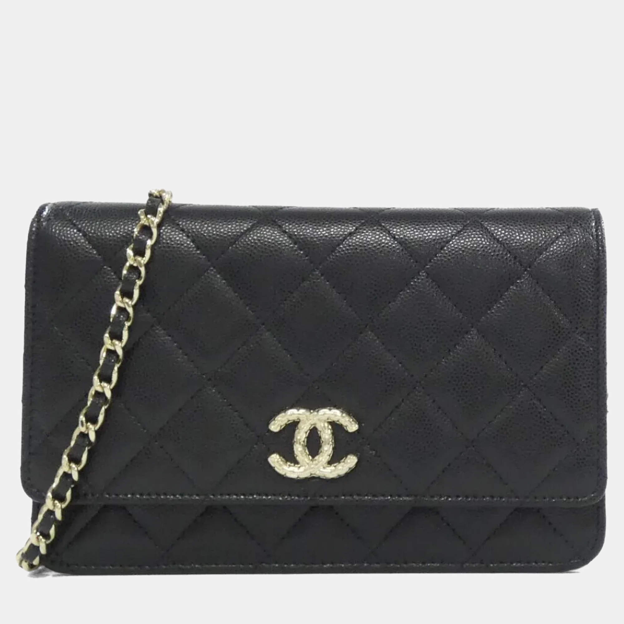 Pre Owned Chanel Black Leather Wallet