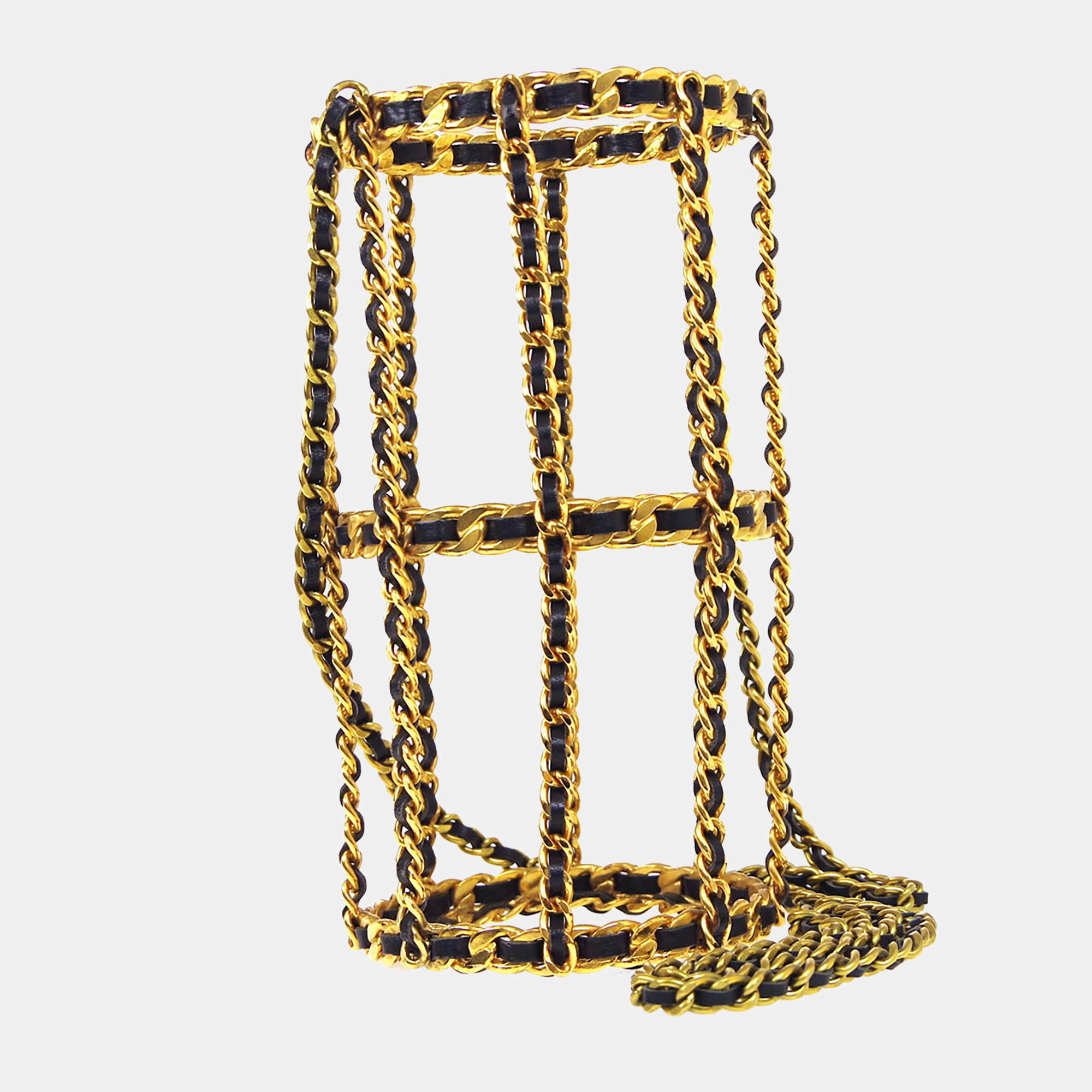 مملوكة مسبقًا Chanel Gold Black Bottle Holder Shoulder Bag 94A