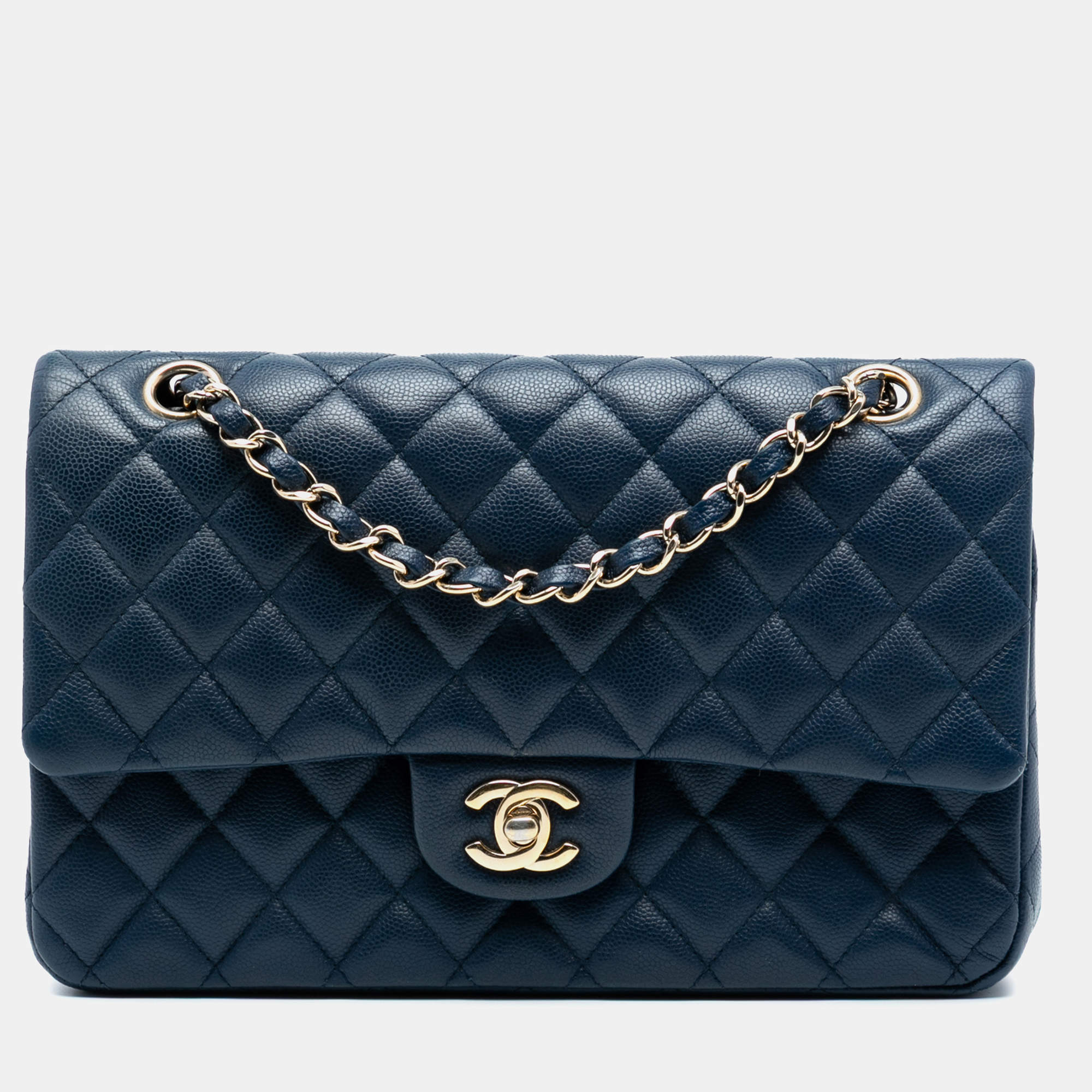 مملوكة مسبقًا حقيبة شانيل كلاسيكية كافيار مزدوجة قلاب حجم متوسط