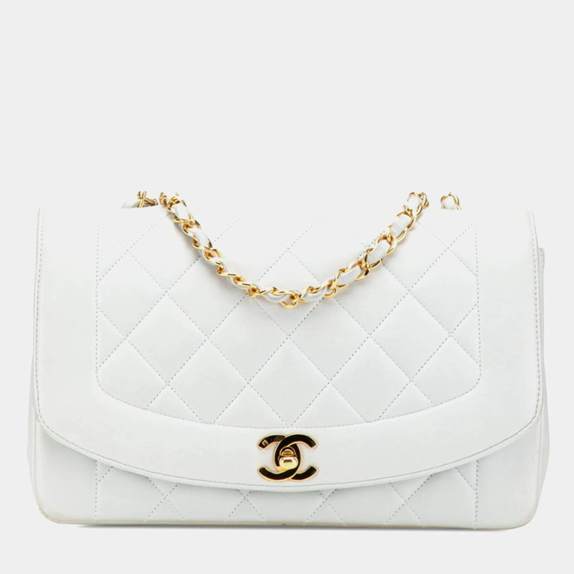 Pre Owned Chanel Diana Lambskin Leather Crossbody Bag