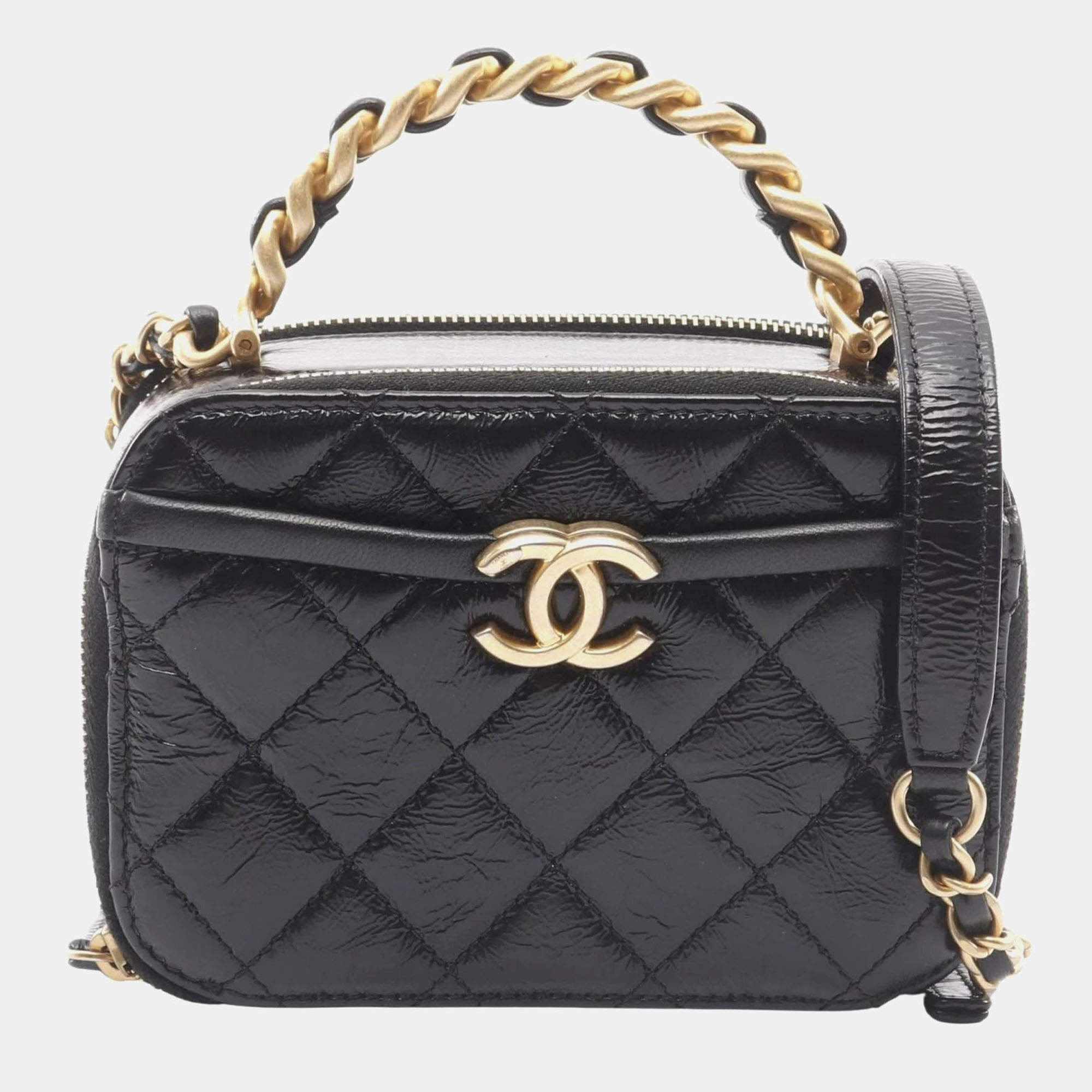 مملوكة مسبقًا Chanel Matelasse Shoulder Bag Leather Black