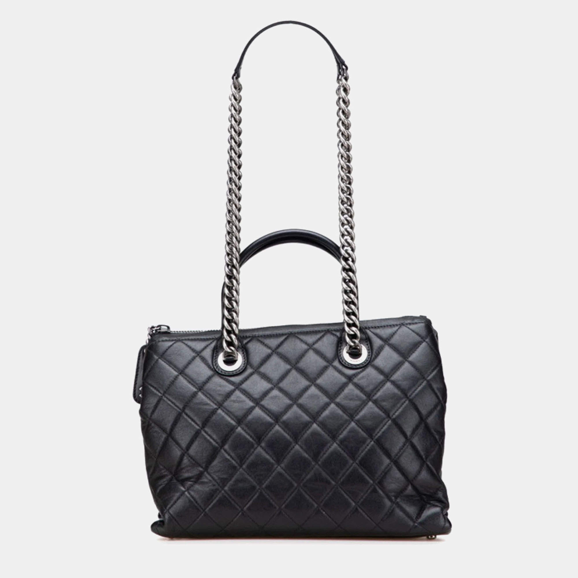 مملوكة مسبقًا Chanel 31 Rue Cambon Handbag Chain Shoulder Bag Black Lambskin