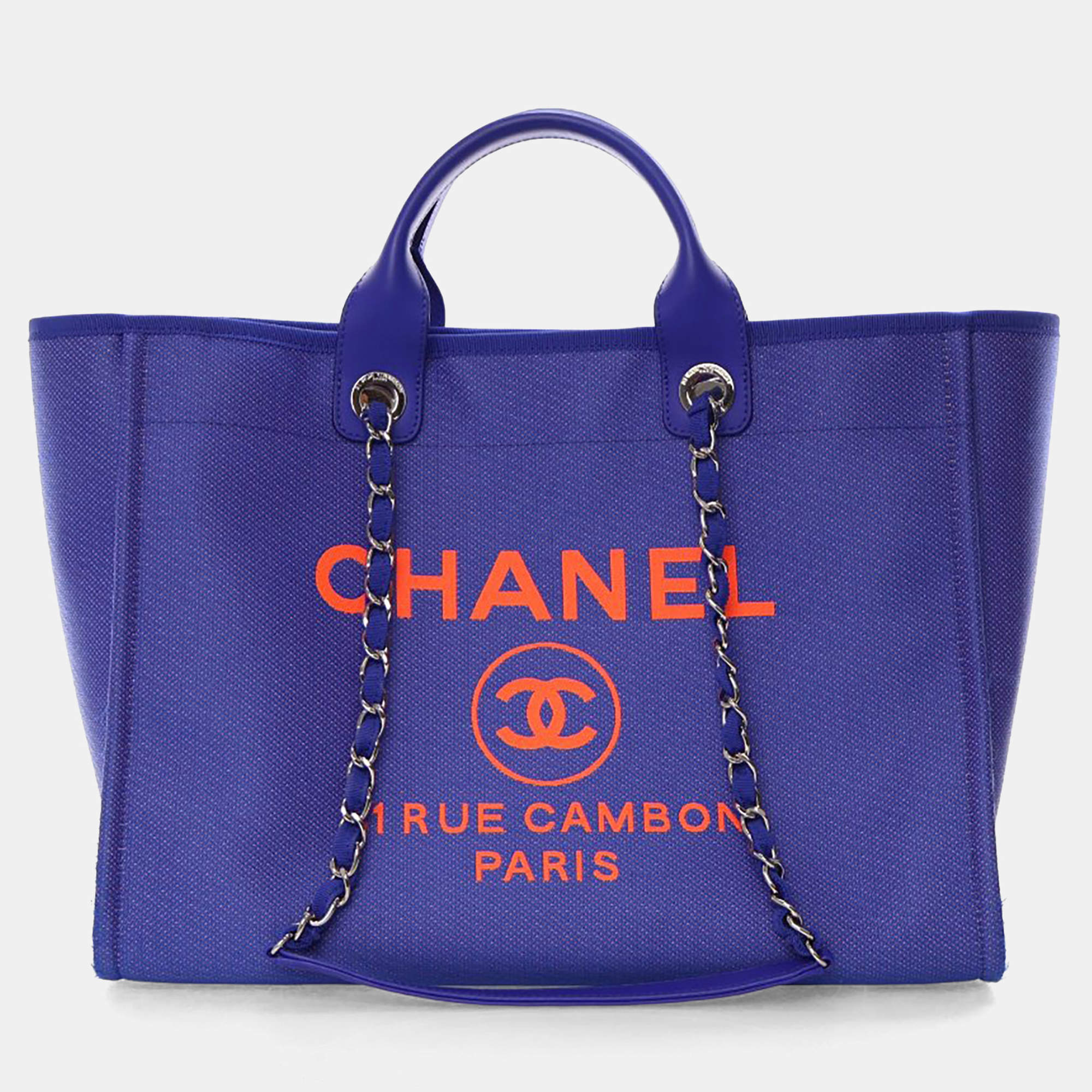 مملوكة مسبقًا Chanel Large Blue Canvas Deauville Tote