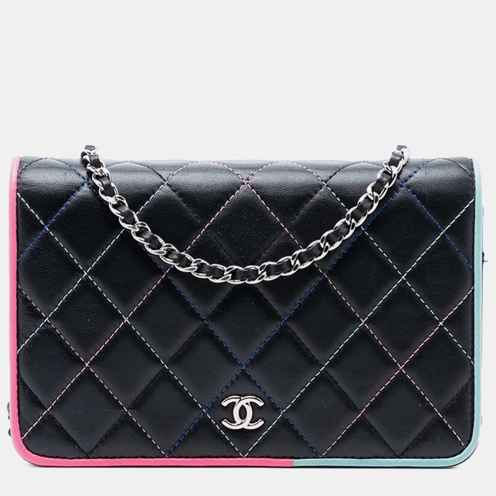 مملوكة مسبقًا حقيبة شانيل سلسلة رفرف كامل حدود متعددة الألوان جلد الحملان مبطنة CC متعددة الألوان