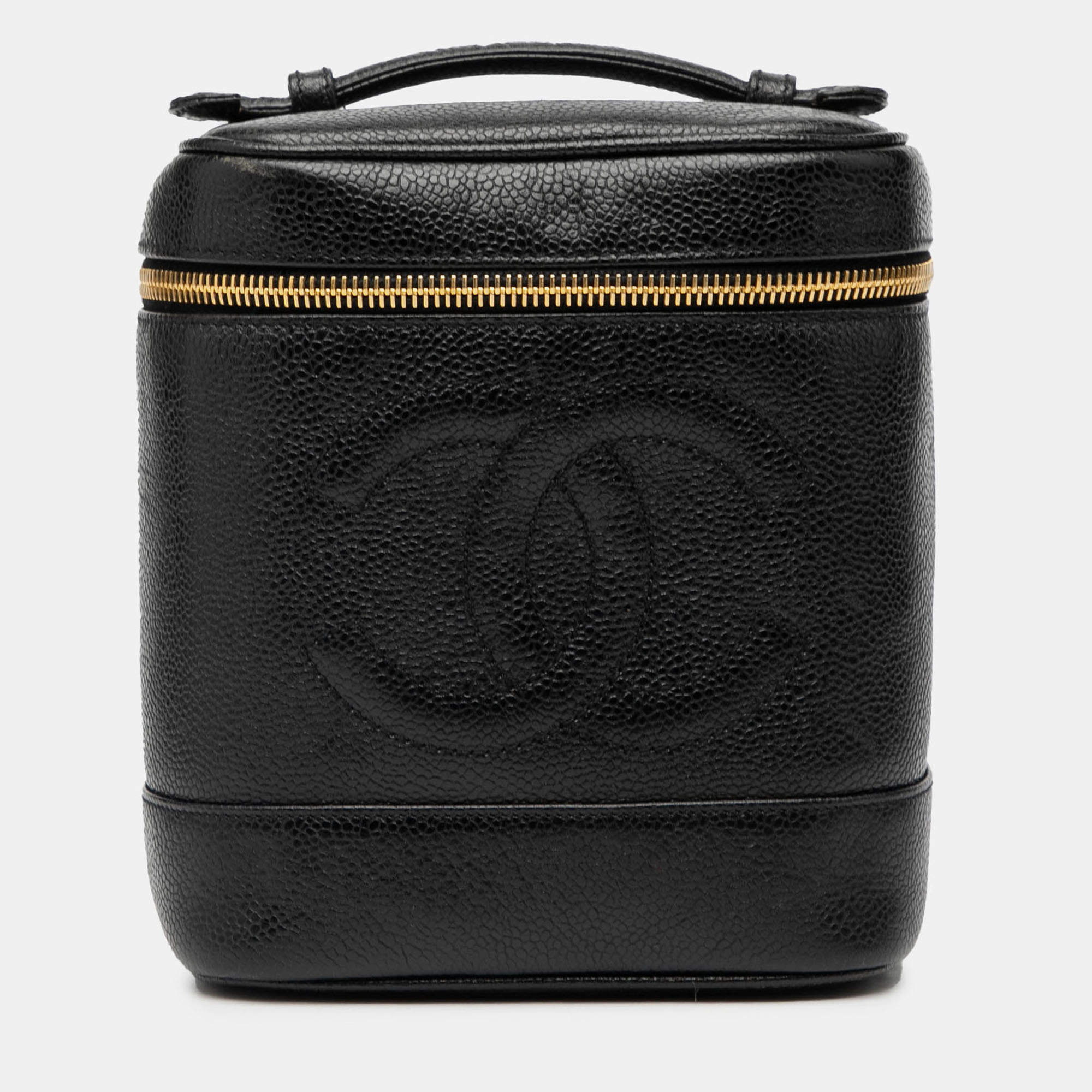 Pre Owned Chanel Black CC Caviar Vanity Bag