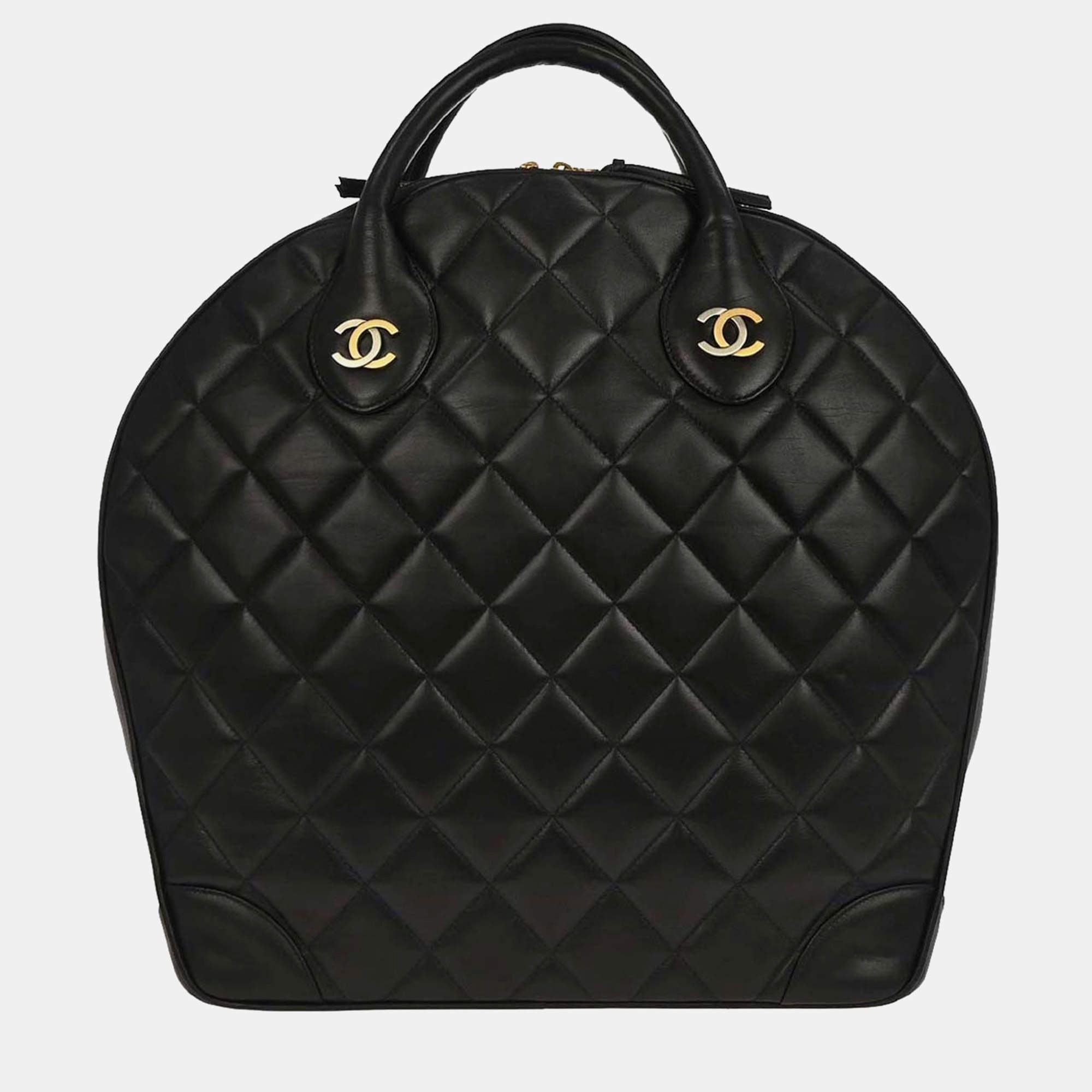 Pre Owned Chanel Black Lambskin Paris Handbag