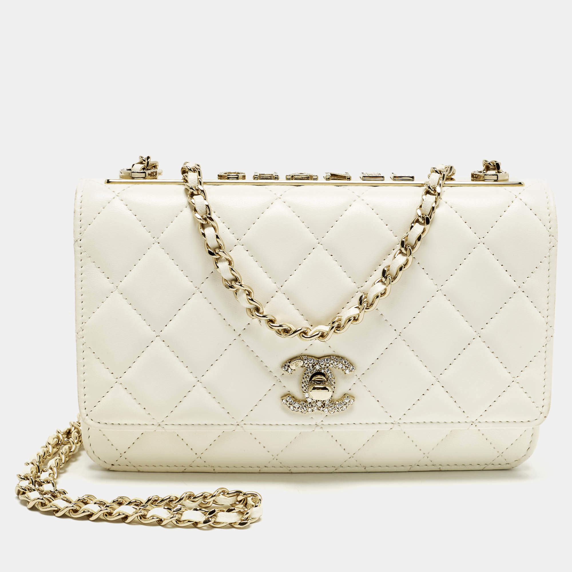 Pre Owned محفظة بسلسلة شانيل تريندي سي سي جلد وردي مبطن