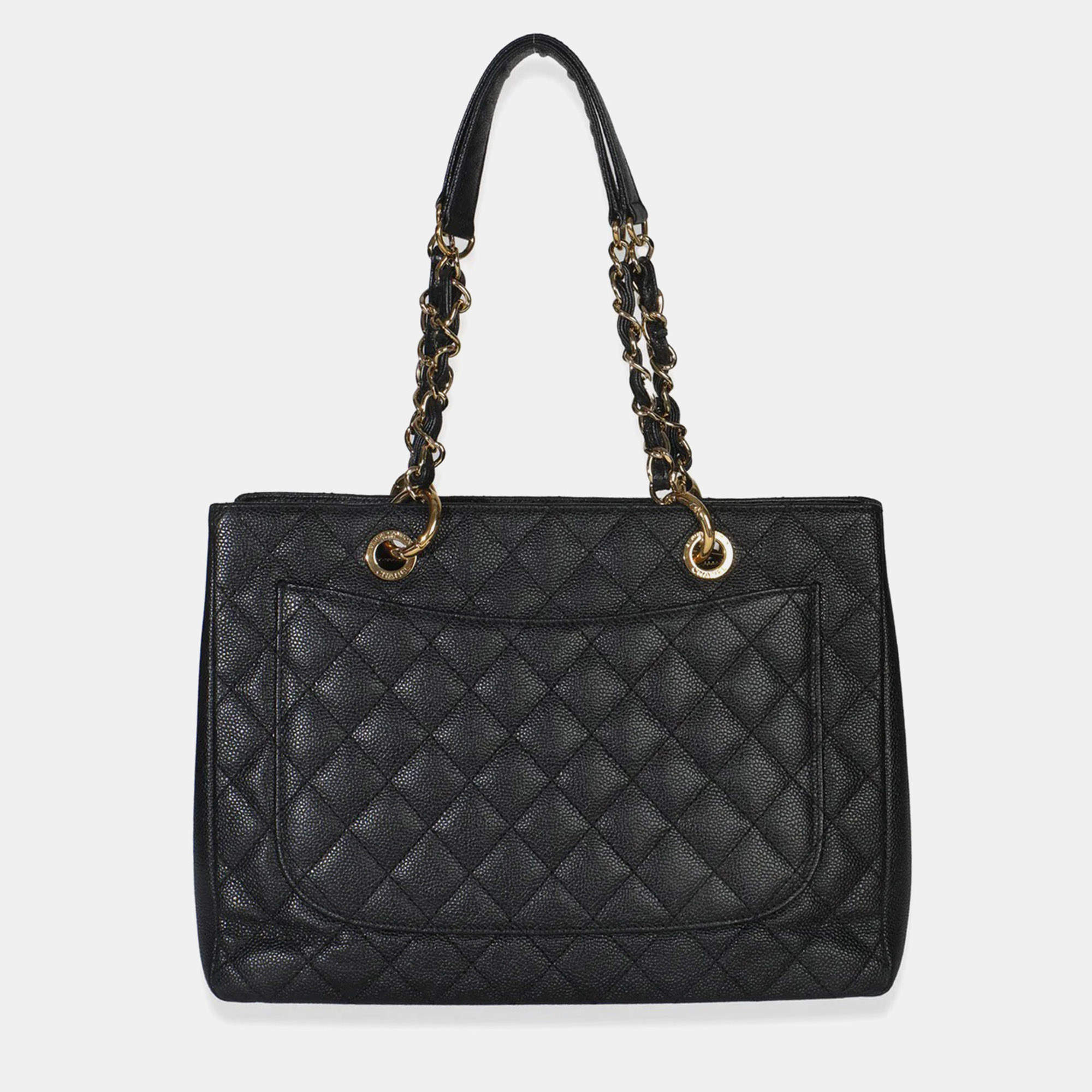 مملوكة مسبقًا Chanel Black Quilted Caviar Grand Shopper Tote