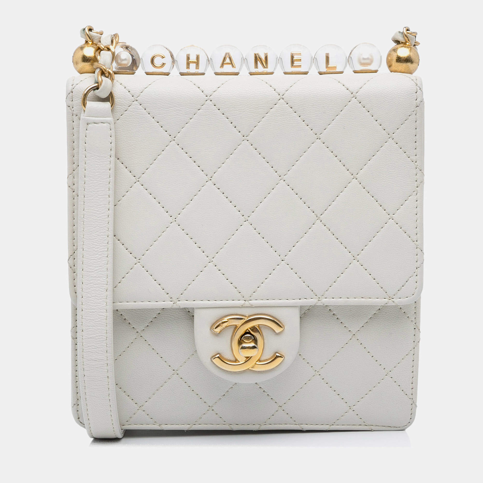 Pre Owned Chanel White Mini Chic Pearls Crossbody