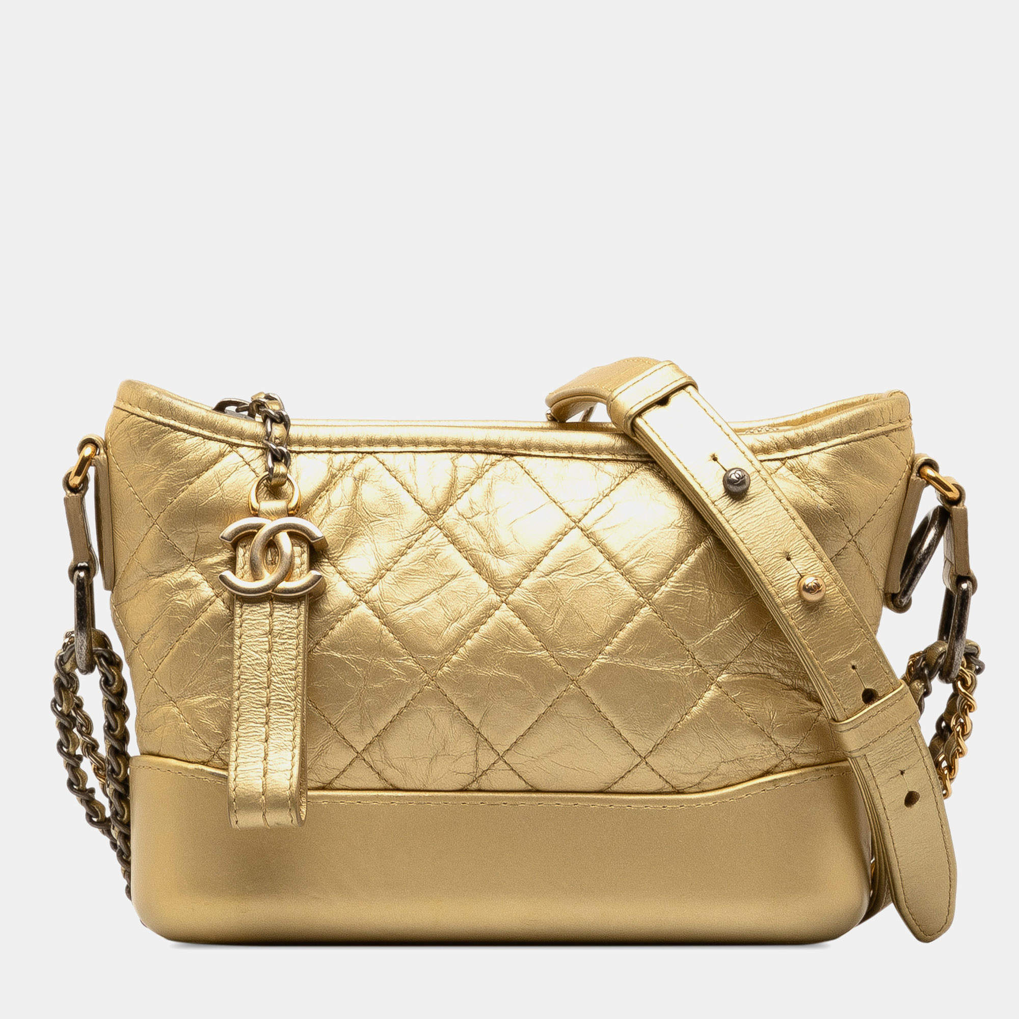 مملوكة مسبقًا Chanel Gold Small Metallic Lambskin Gabrielle Crossbody
