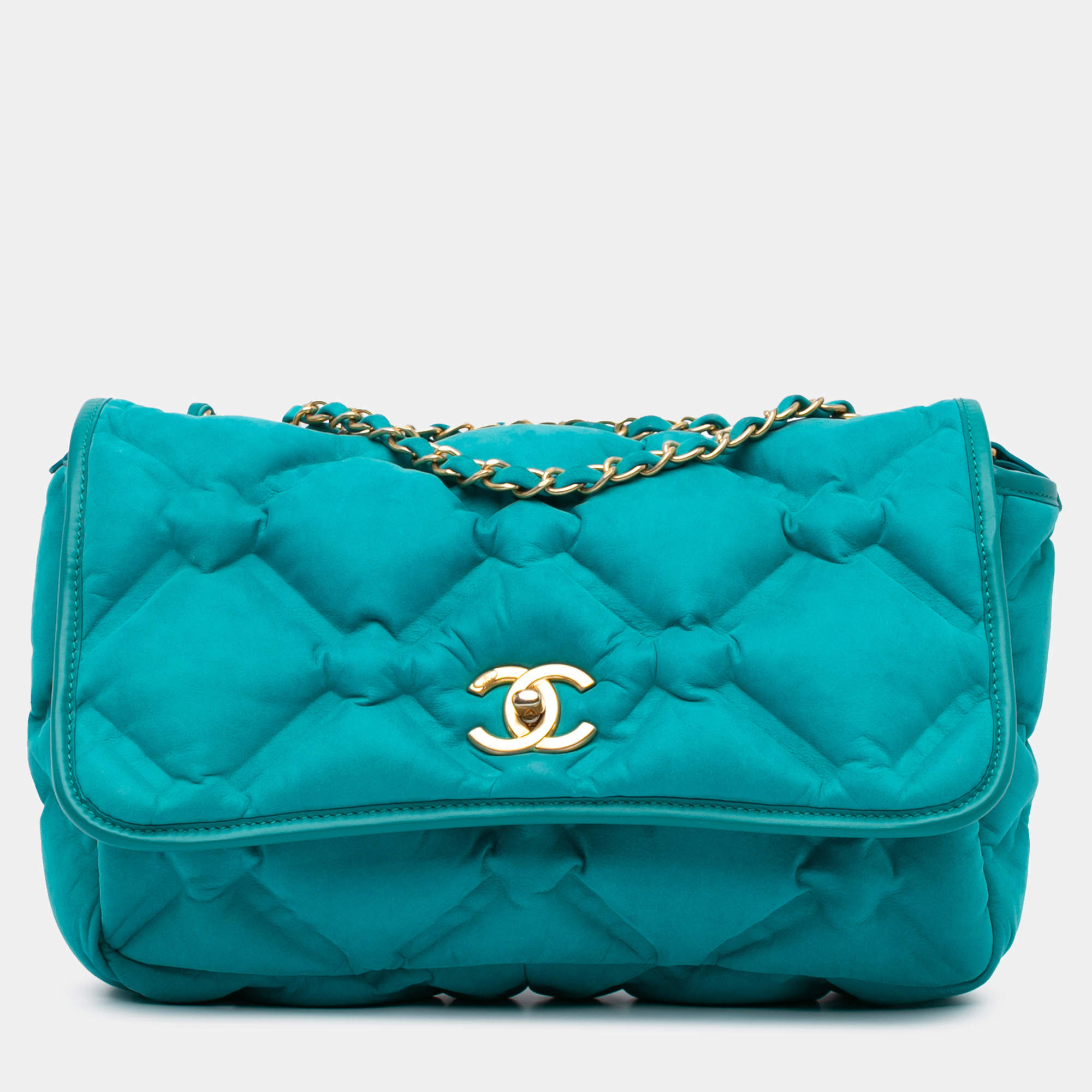 مملوكة مسبقًا Chanel Blue Small Iridescent Calfskin Chesterfield Flap