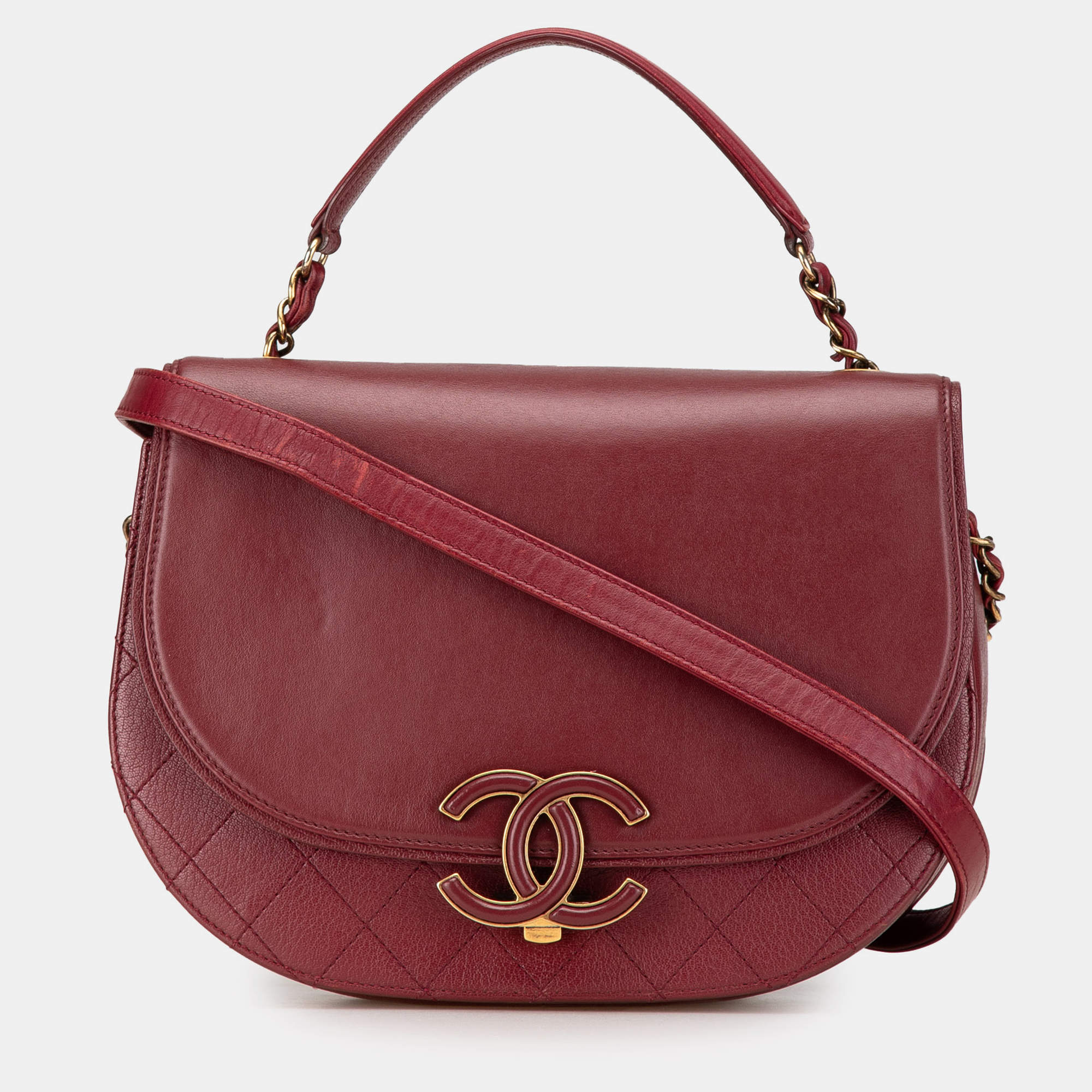 مملوكة مسبقًا Chanel Red Medium Calfskin Coco Curve Flap