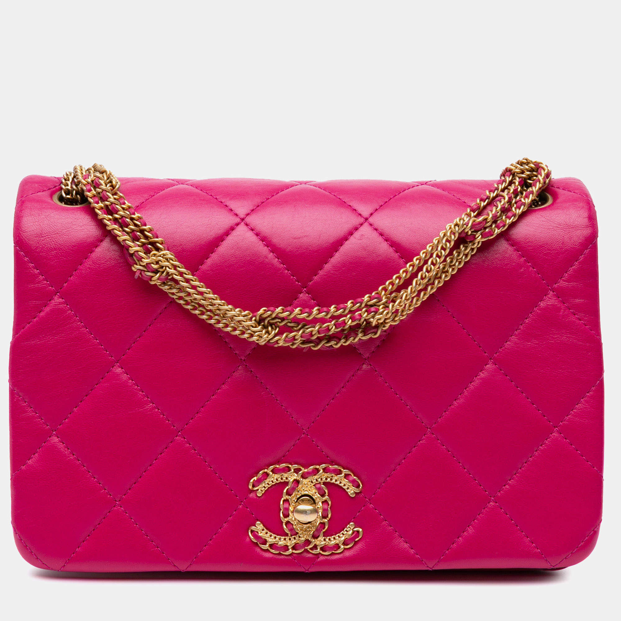 مملوكة مسبقًا Chanel Pink Small Quilted Lambskin On And On Chain Flap