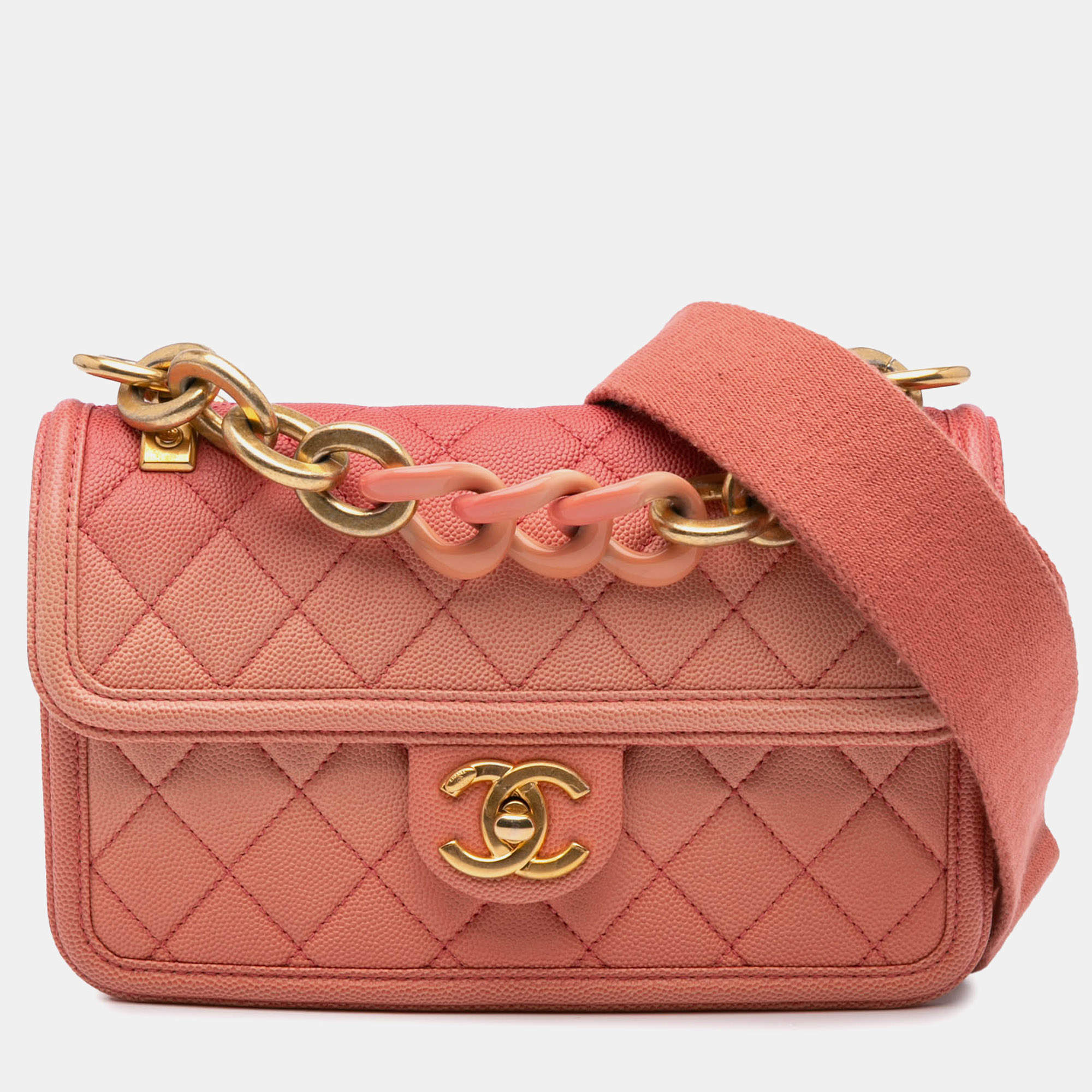 مملوكة مسبقًا Chanel Pink Small Quilted Caviar Sunset On The Sea Flap
