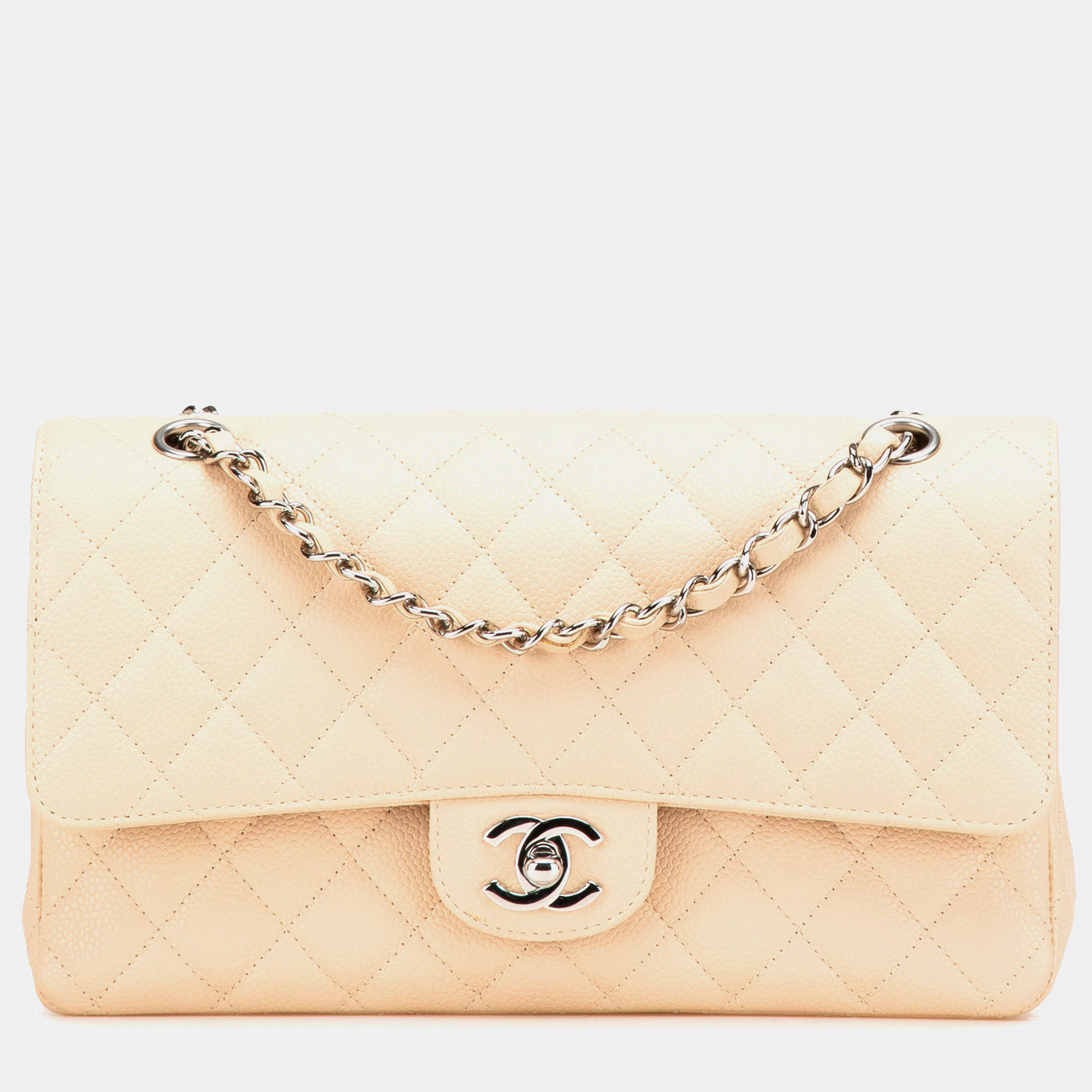 مملوكة مسبقًا Chanel Brown Medium Classic Caviar Double Flap