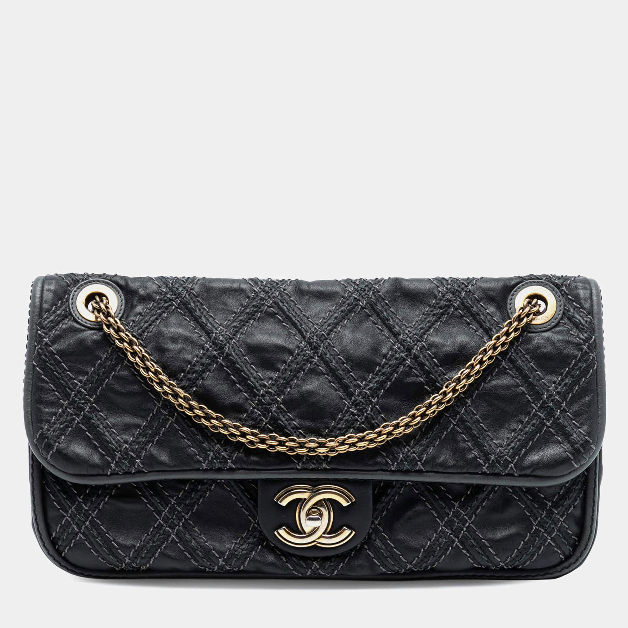 مملوكة مسبقًا Chanel Paris Bombay Medium CC Calfskin Triptych Flap