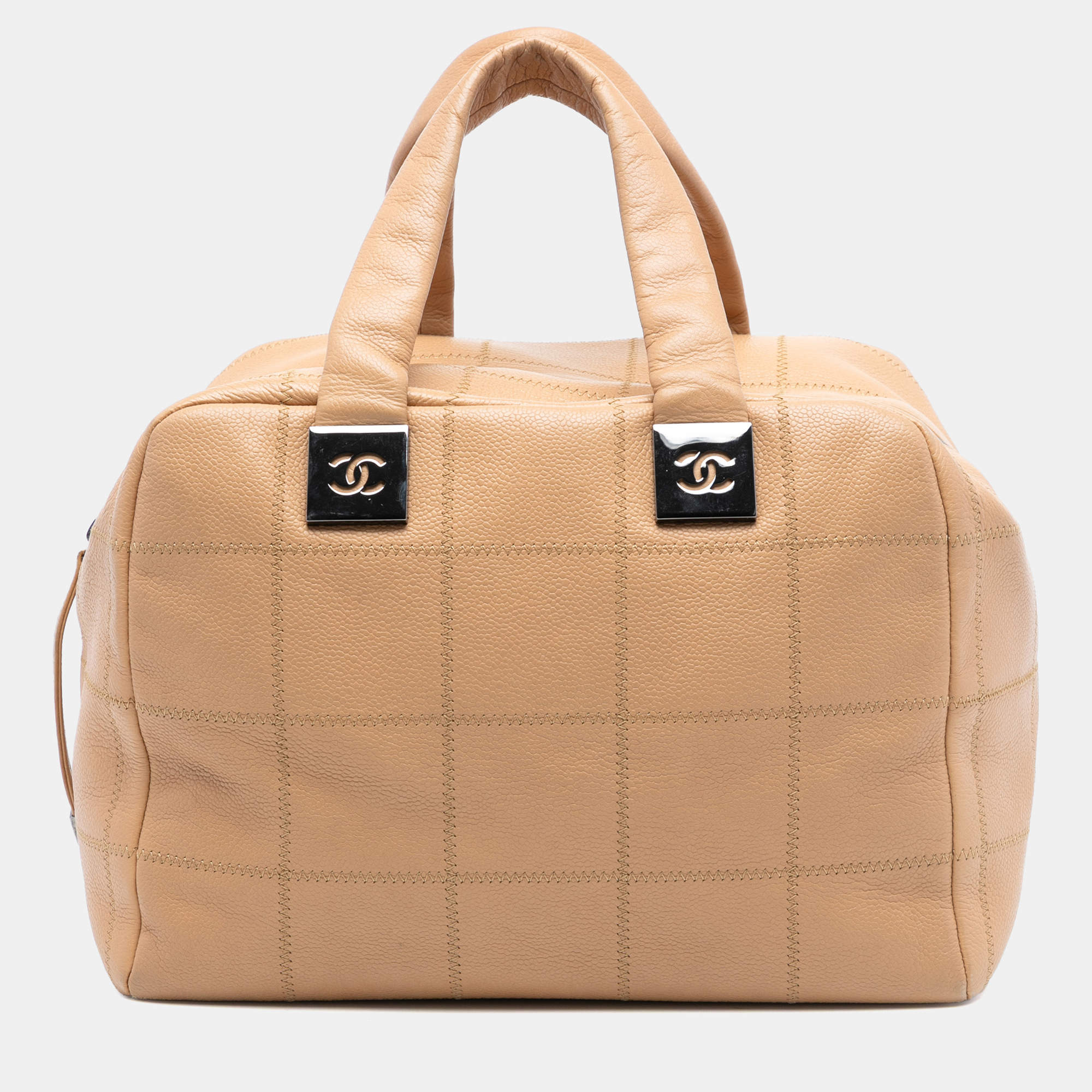 مملوكة مسبقًا حقيبة شانيل بوسطن بني CC كاكاو بار كافيار مخيط