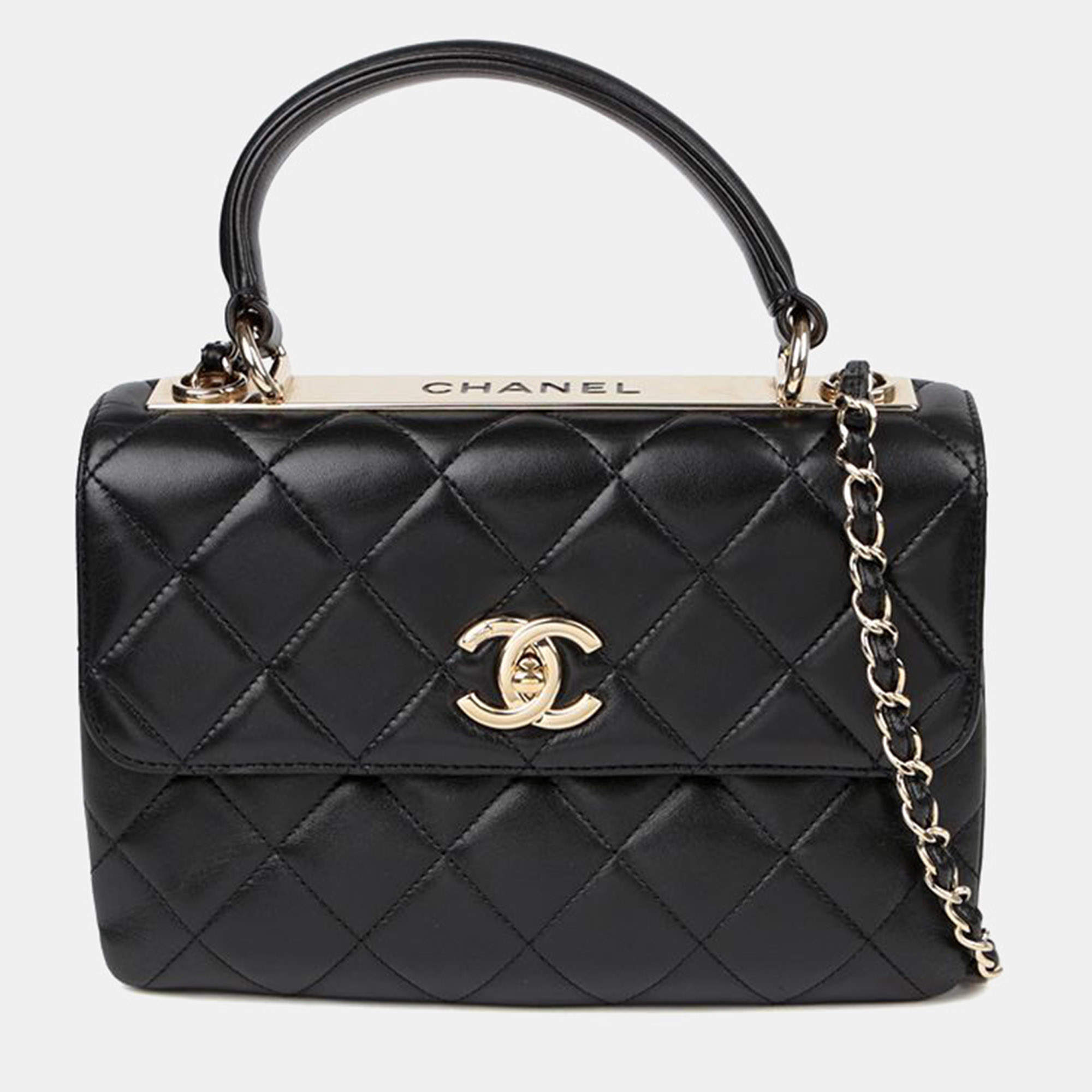 مملوكة مسبقًا Chanel Trendy CC Small Black Lambskin Leather Tote Bag