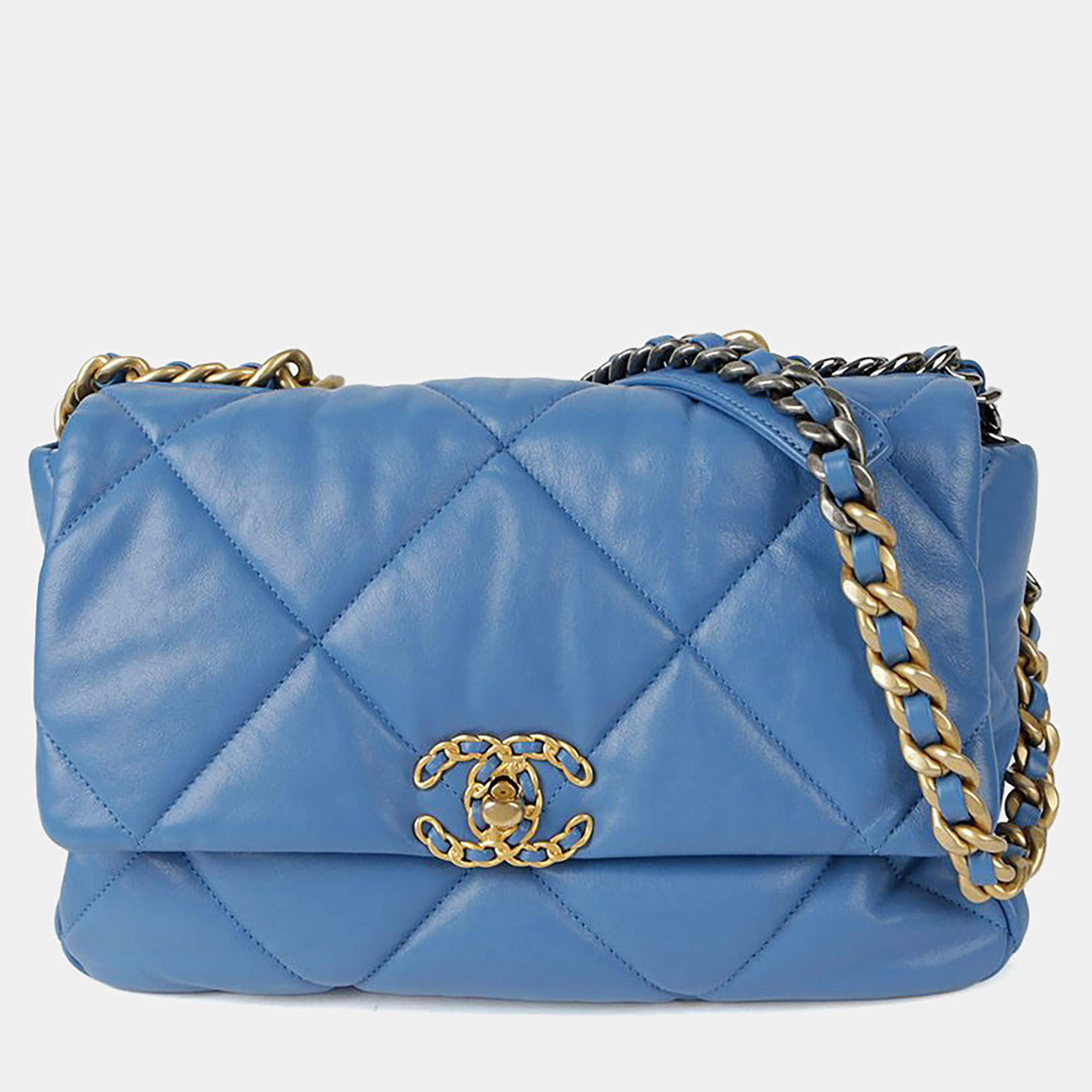 مملوكة مسبقًا Chanel 19 Large Blue Leather Shoulder Bag