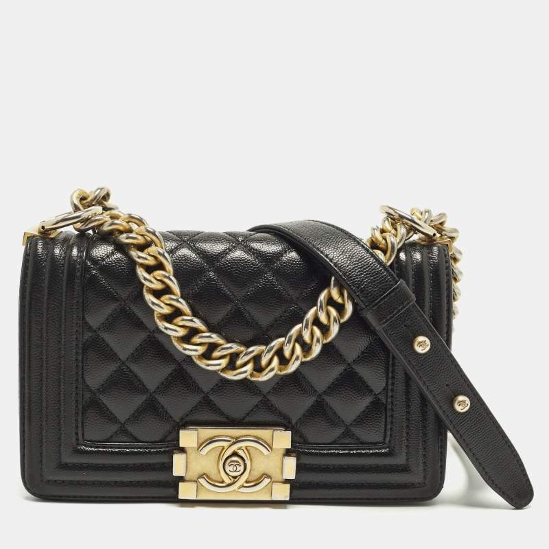 مملوكة مسبقًا Chanel Boy Small Black Quilted Caviar Leather Flap Bag