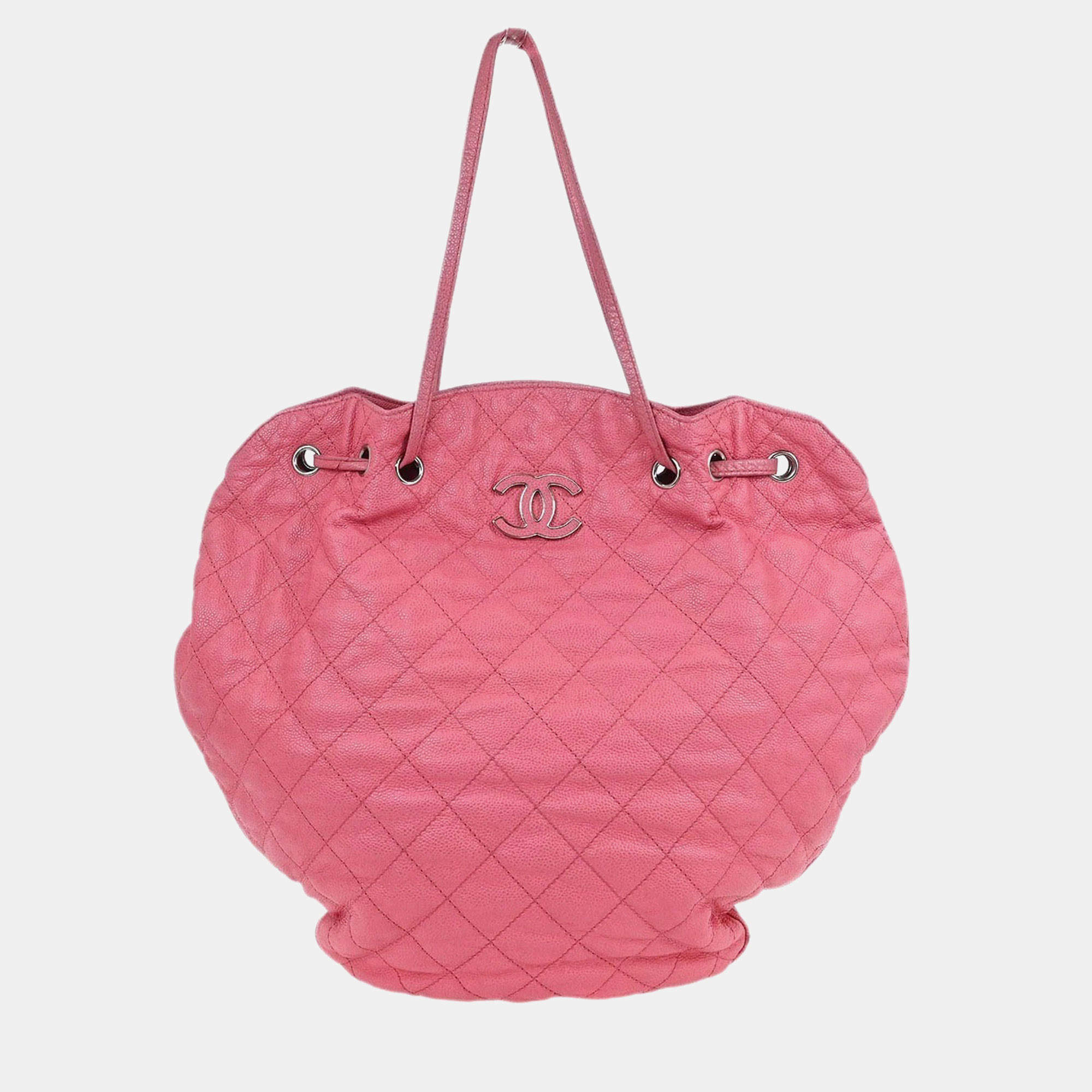 مملوكة مسبقًا Chanel Pink Calfskin Tote Drawstring Handbag