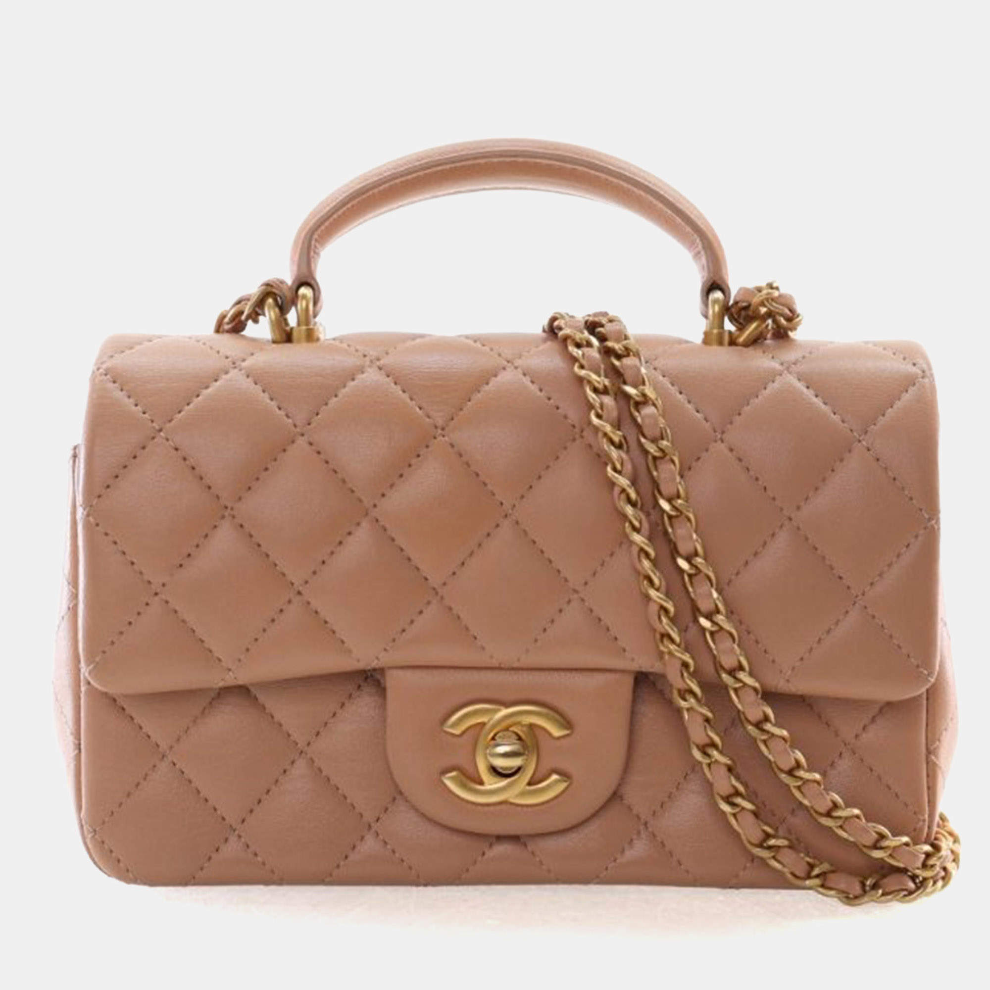 مملوكة مسبقًا Chanel Mini Lambskin Rectangular Top Handle Classic Flap Bag