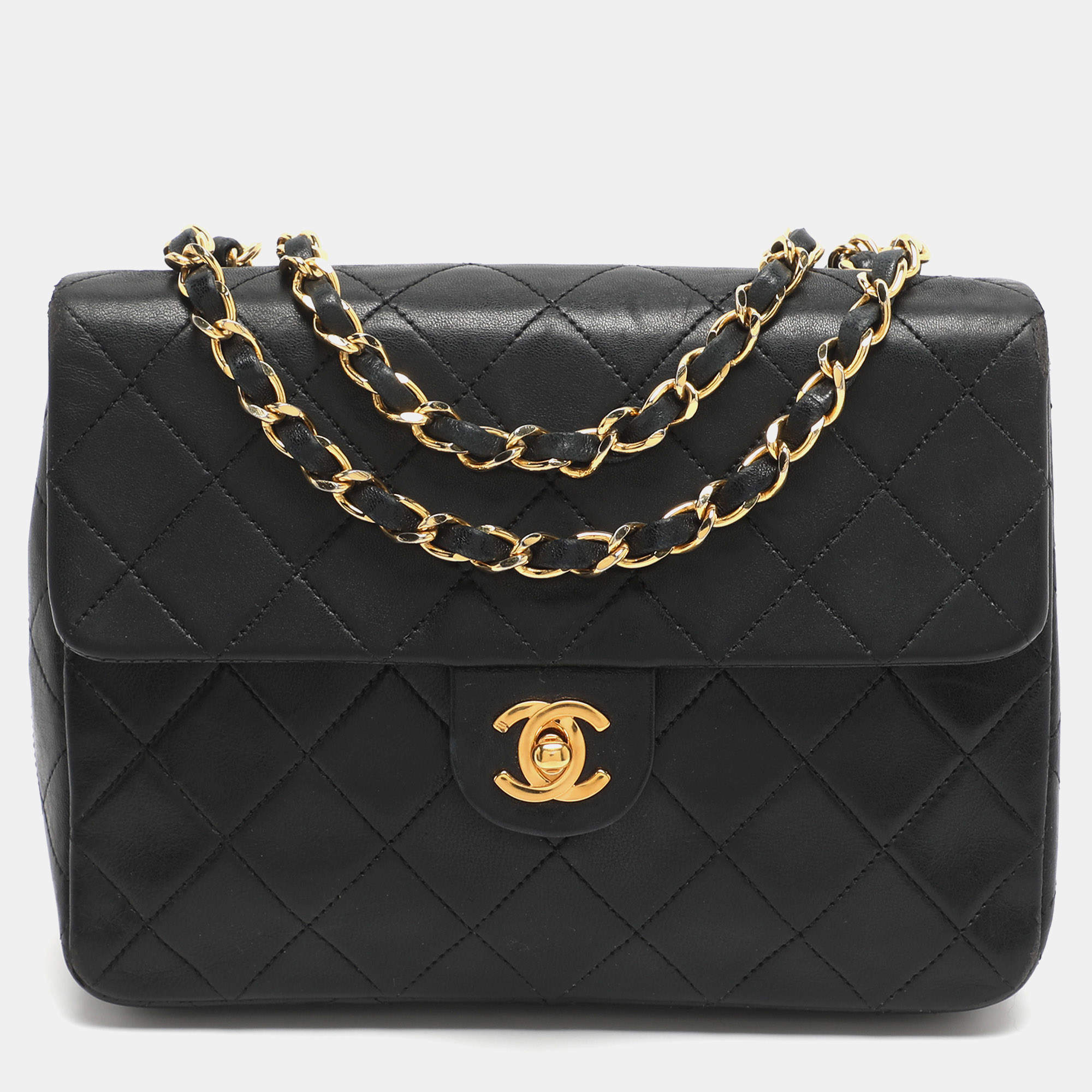 Pre Owned حقيبة شانيل سي سي جلد أسود كروس بودي