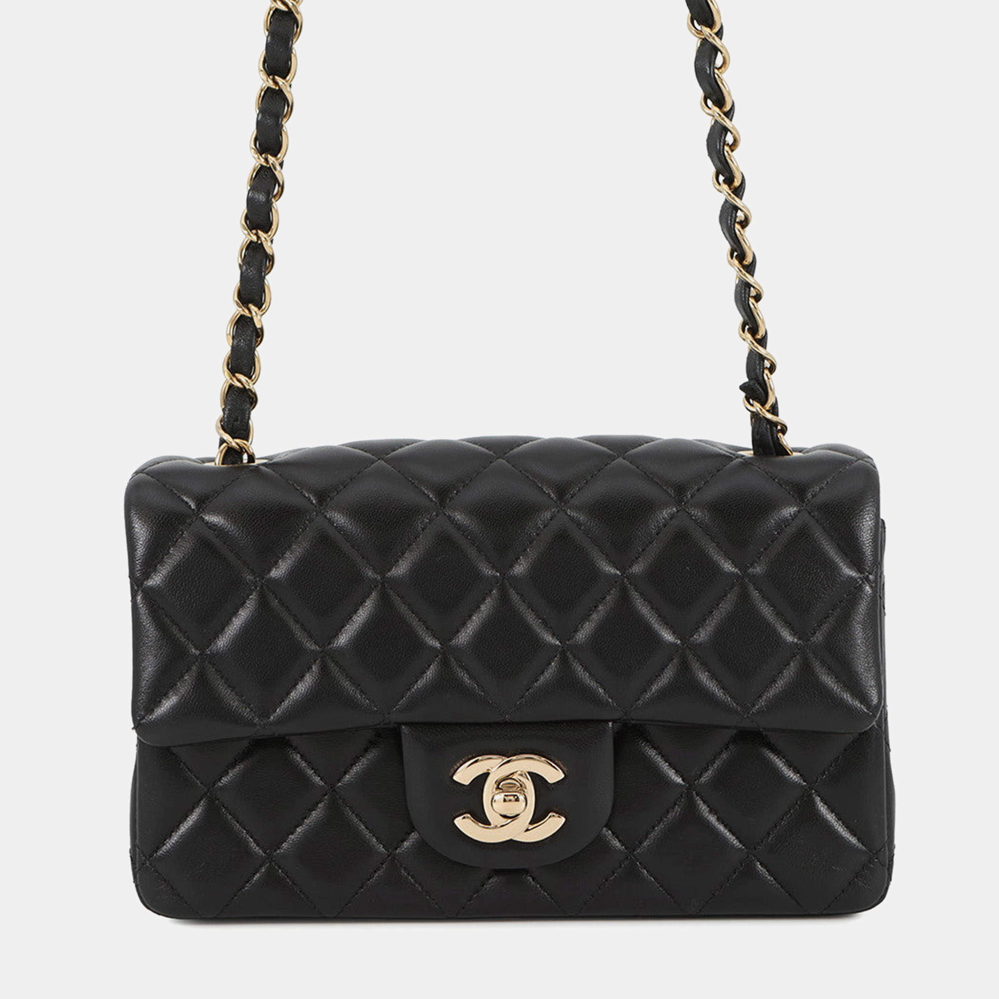 Pre Owned Chanel Mini Matelasse Black Lambskin Size 20