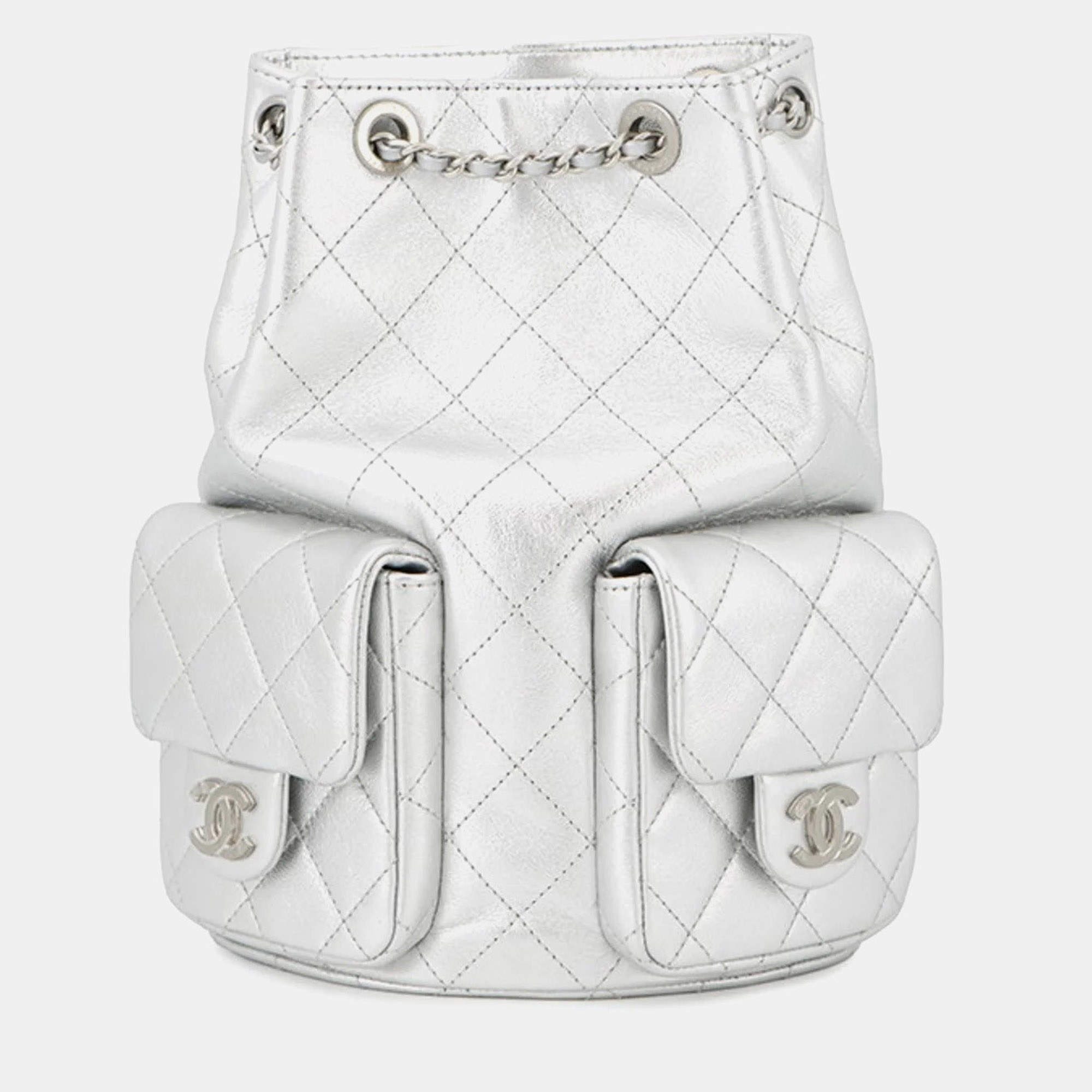 Pre Owned Chanel Matelasse Coco Mark Leather Backpack