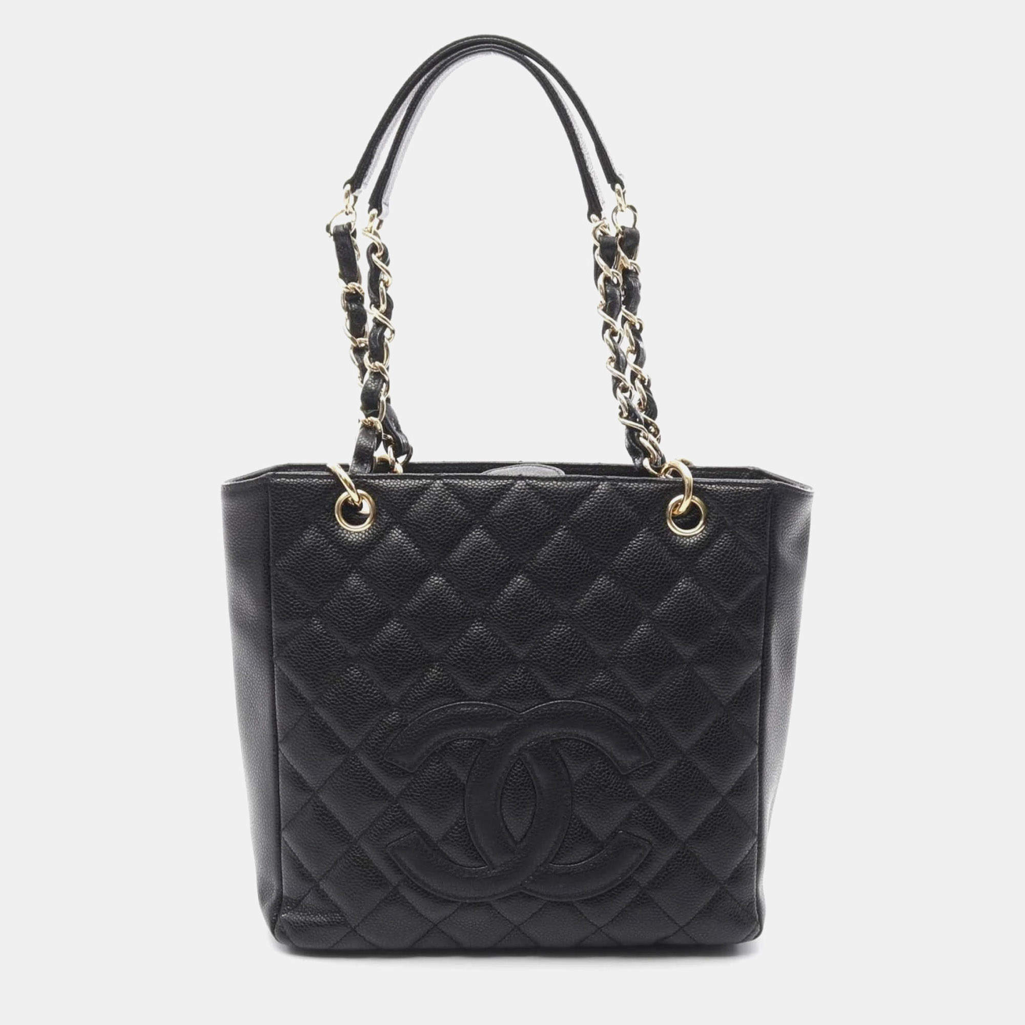 مملوكة مسبقًا Chanel Matelasse Pst Tote Bag Caviar Skin Grained Calf Black